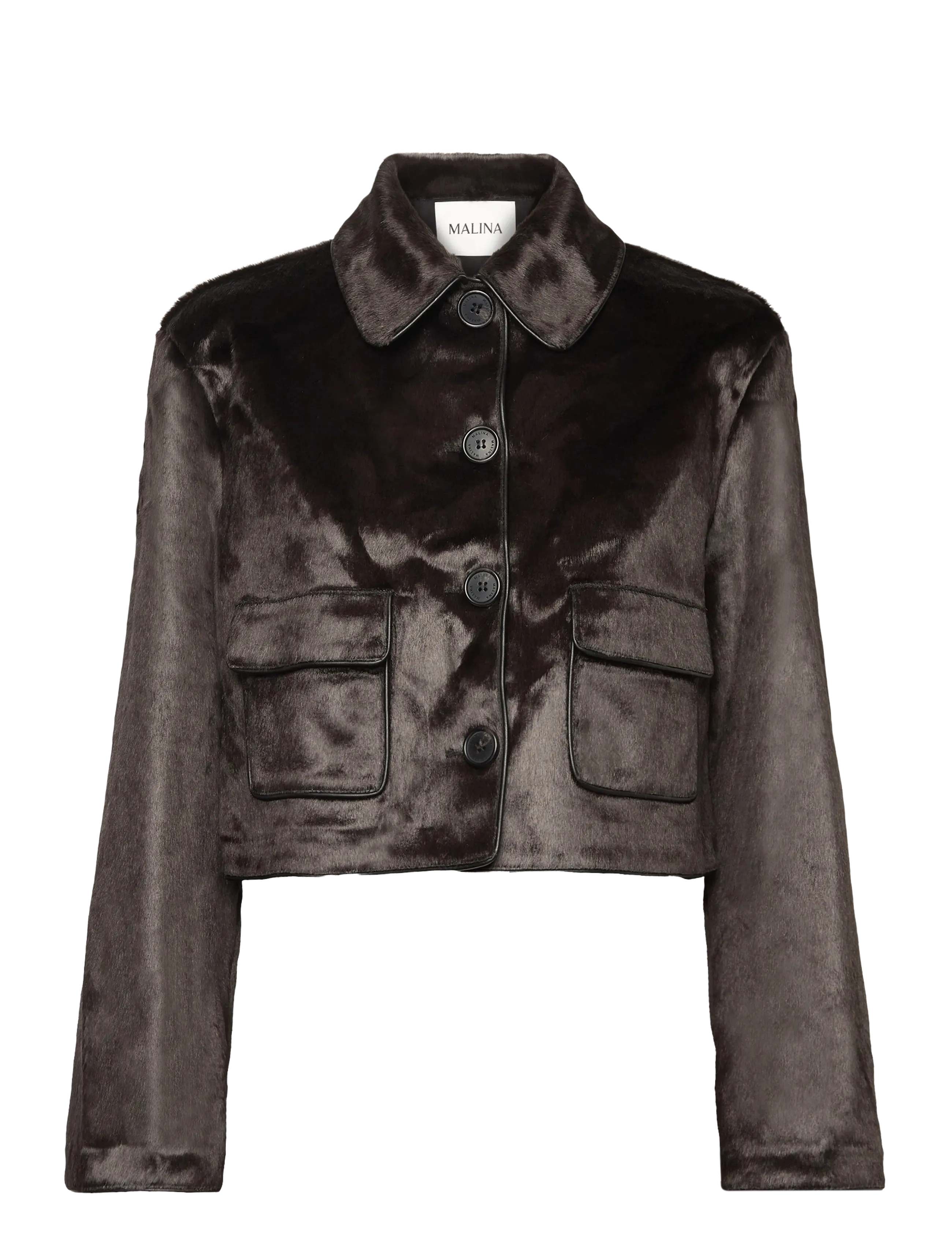 MALINA Seressa Faux Pony Hair Boxy Jacke Braun - 40 - Damen