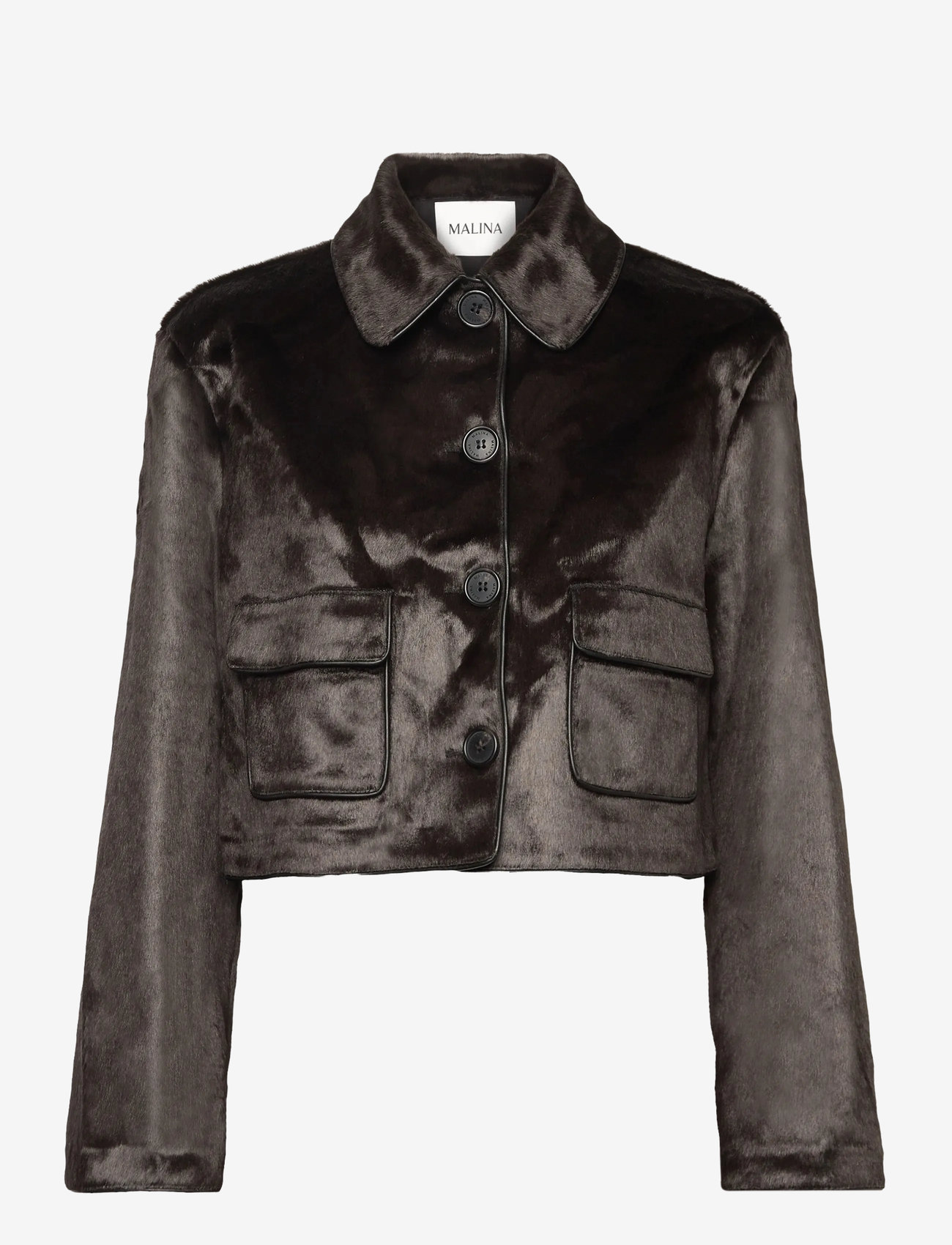 Malina - Seressa Faux Pony Hair Boxy Jacket - fuskpäls - chocolate - 1