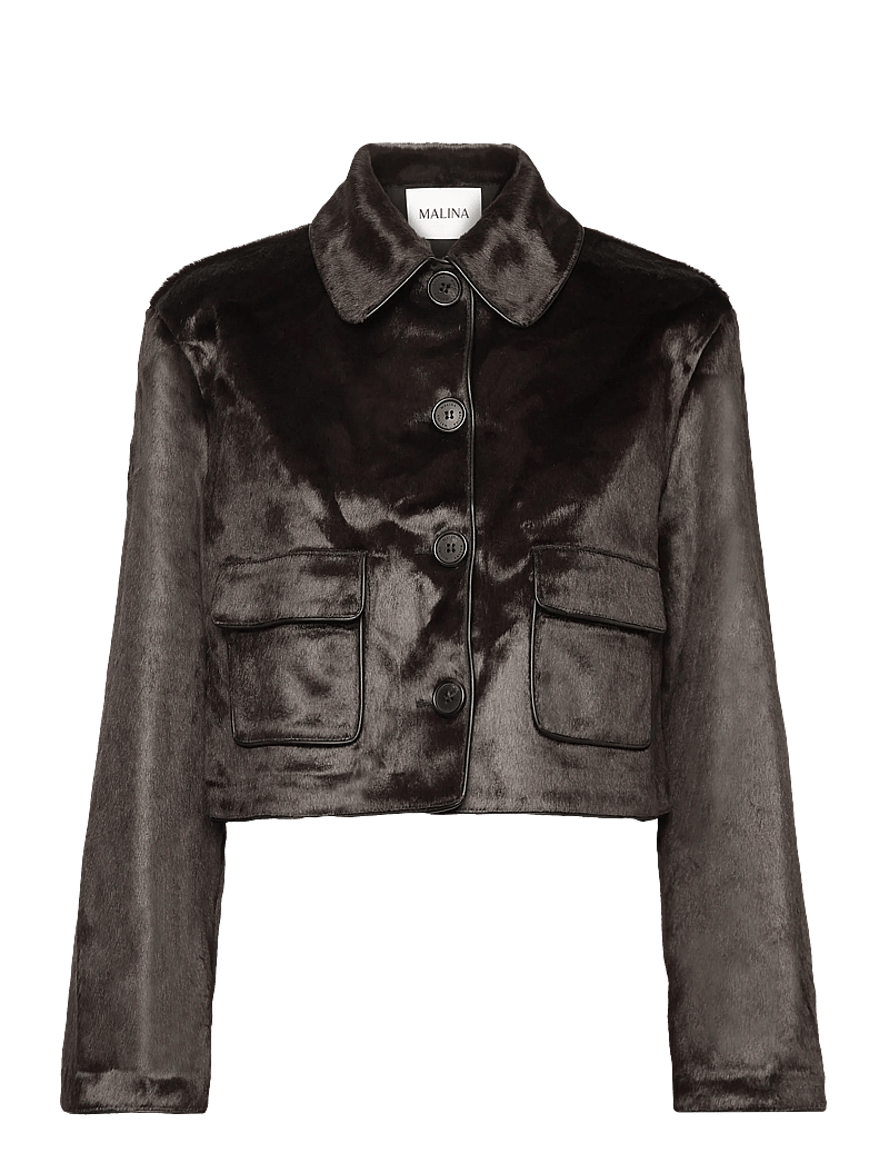 Malina - Seressa Faux Pony Hair Boxy Jacket - jakid ja mantlid - chocolate - 1