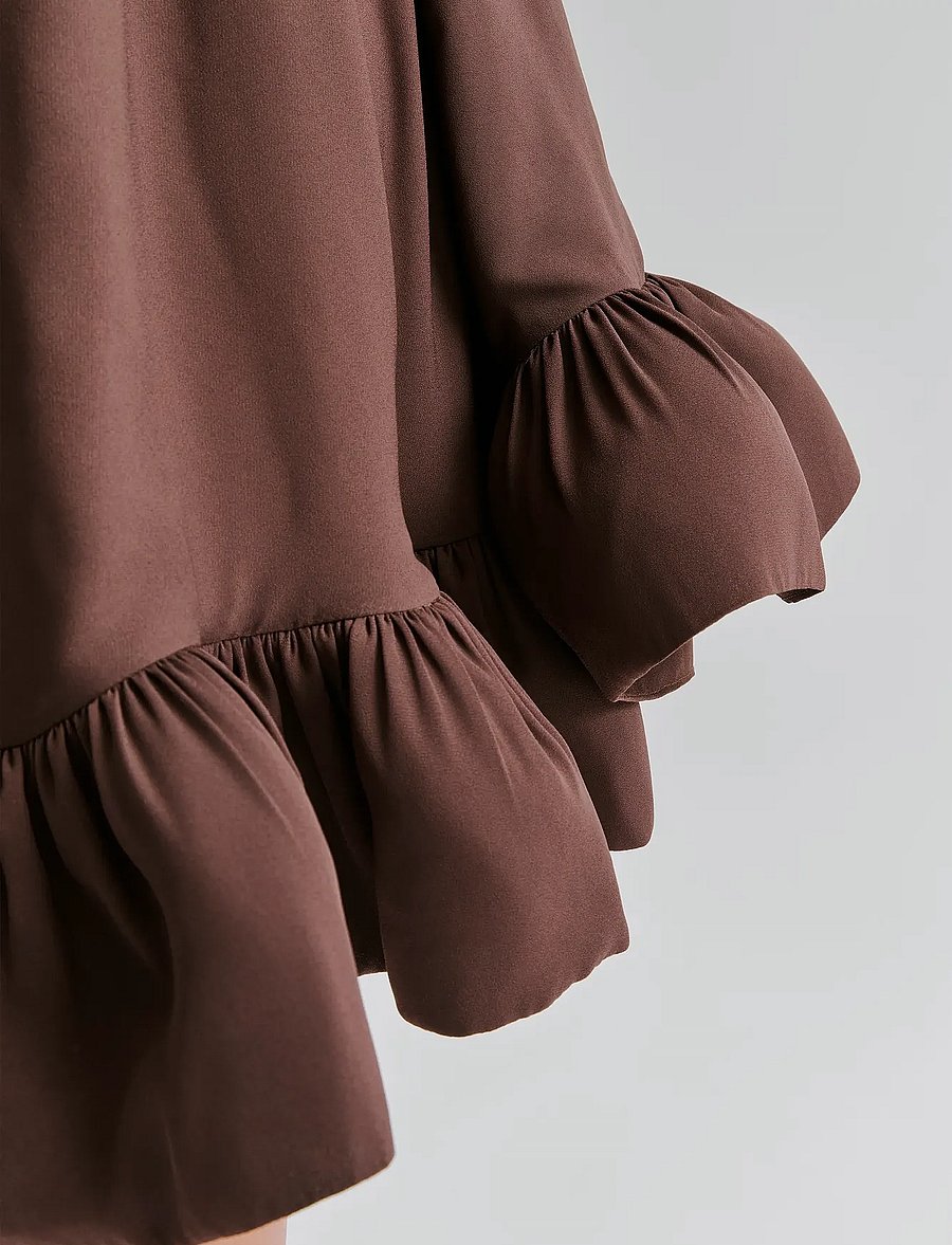 Malina - Mikala Strapless Ruffled Mini dress - minikleidid - chocolate - 5