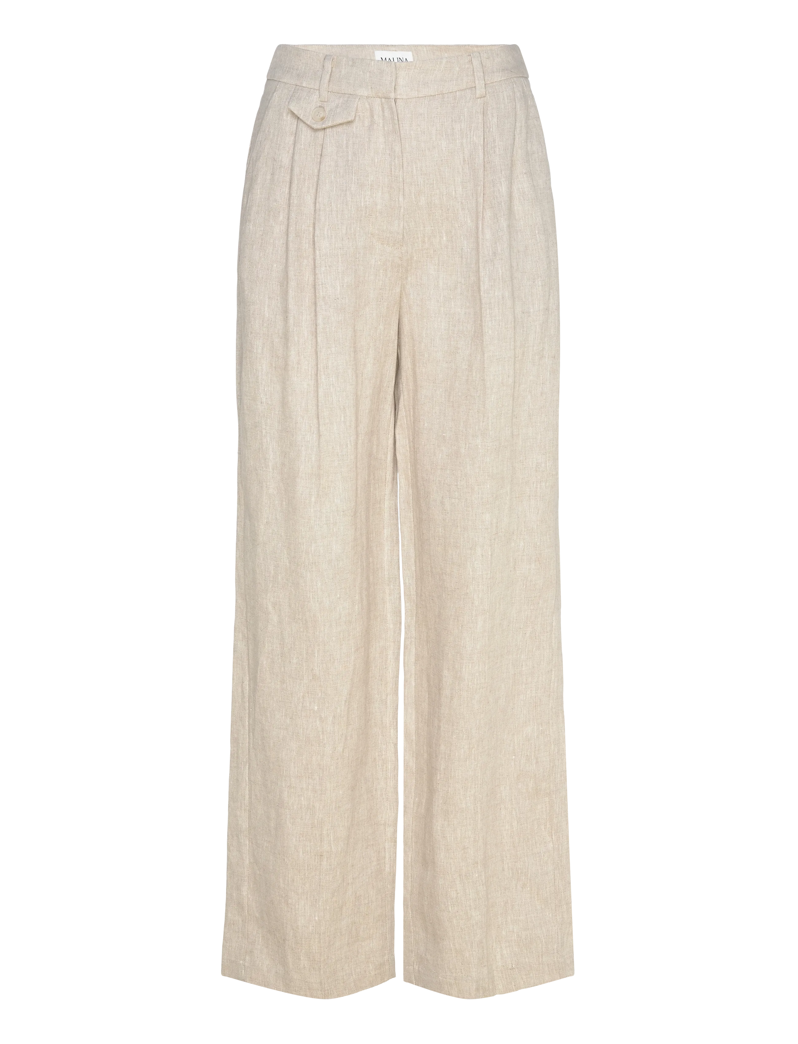 MALINA Yana Tailored Wide Linen Hosen Beige - 40 - Damen