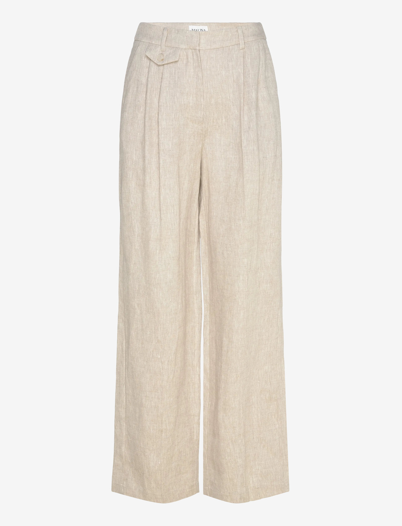 Malina - Yana Tailored Wide Linen Pants - linnebyxor - sand - 1