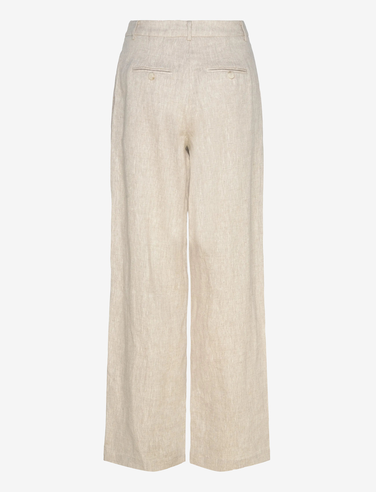 Malina - Yana Tailored Wide Linen Pants - linnebyxor - sand - 2