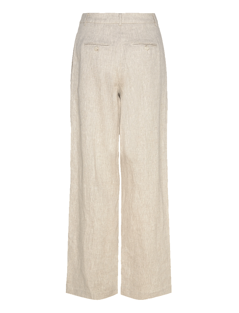 Malina - Yana Tailored Wide Linen Pants - linnebyxor - sand - 2