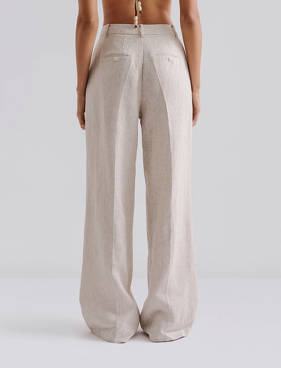 Malina - Yana Tailored Wide Linen Pants - confirmation - sand - 3