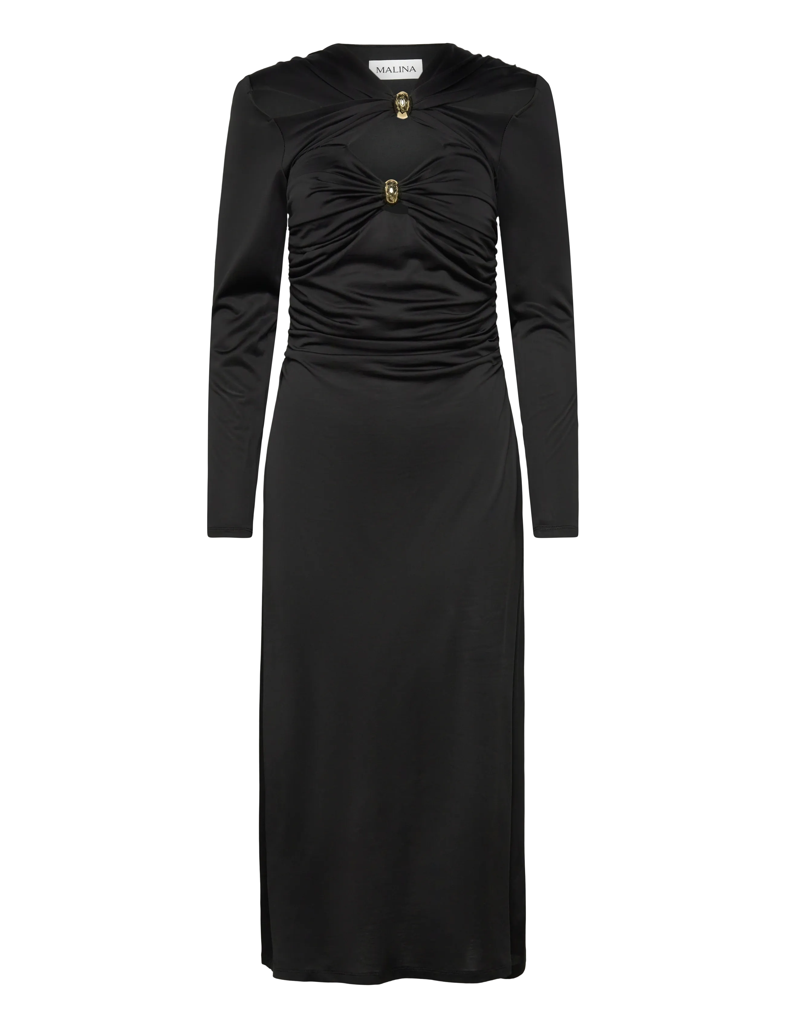 Amela Embellished Jersey Midi Dress - BLACK