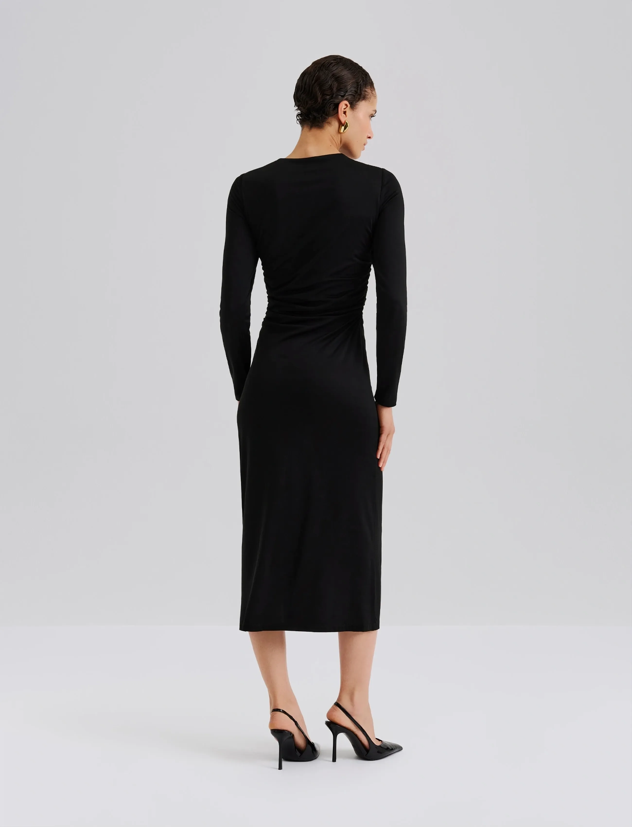 Malina - Amela Embellished Jersey Midi Dress - aftenkjoler - black - 3