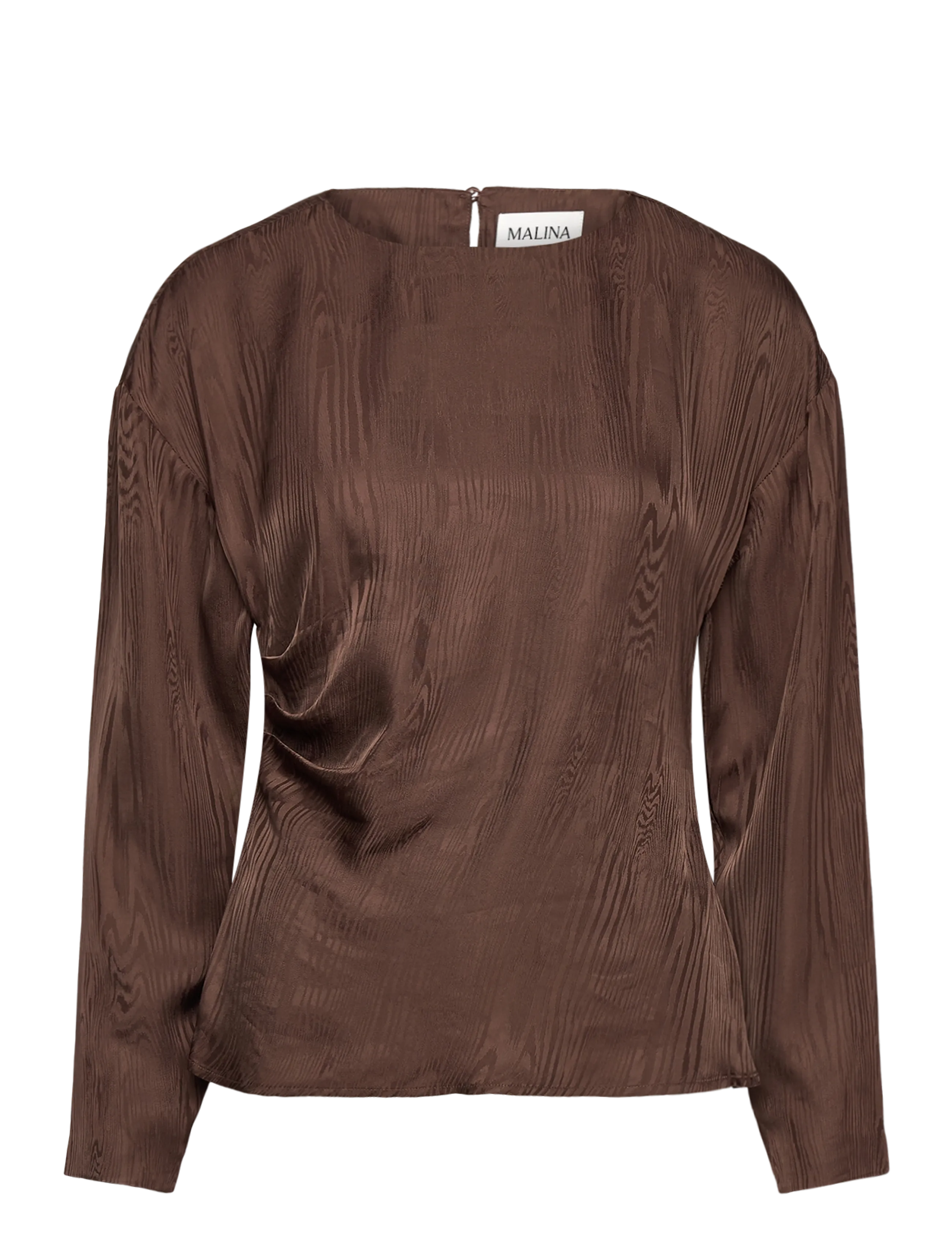 MALINA Rosalie Jacquard Weave Satin Bluse Braun - 44 - Damen