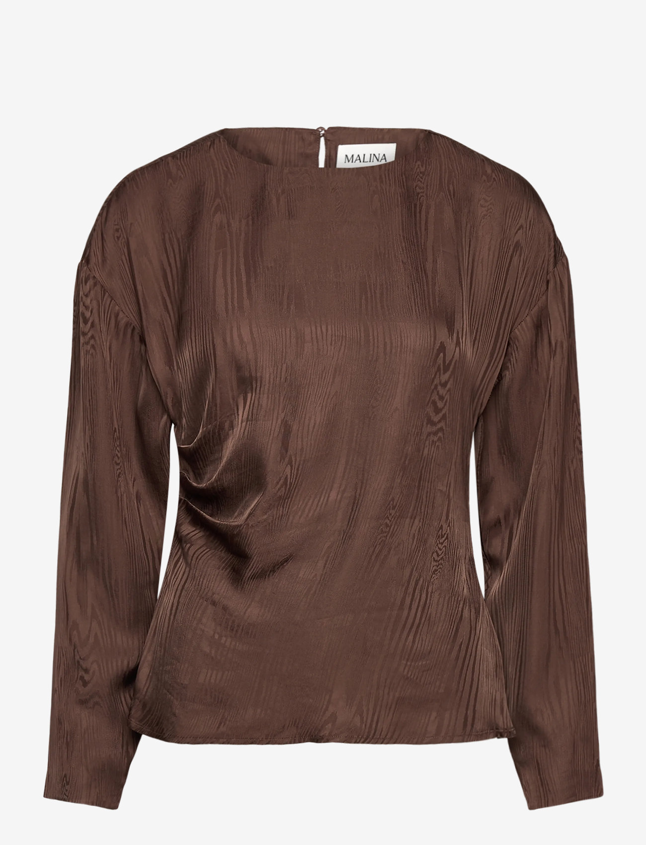 Malina - Rosalie Jacquard Weave Satin blouse - long sleeved blouses - chocolate - 1