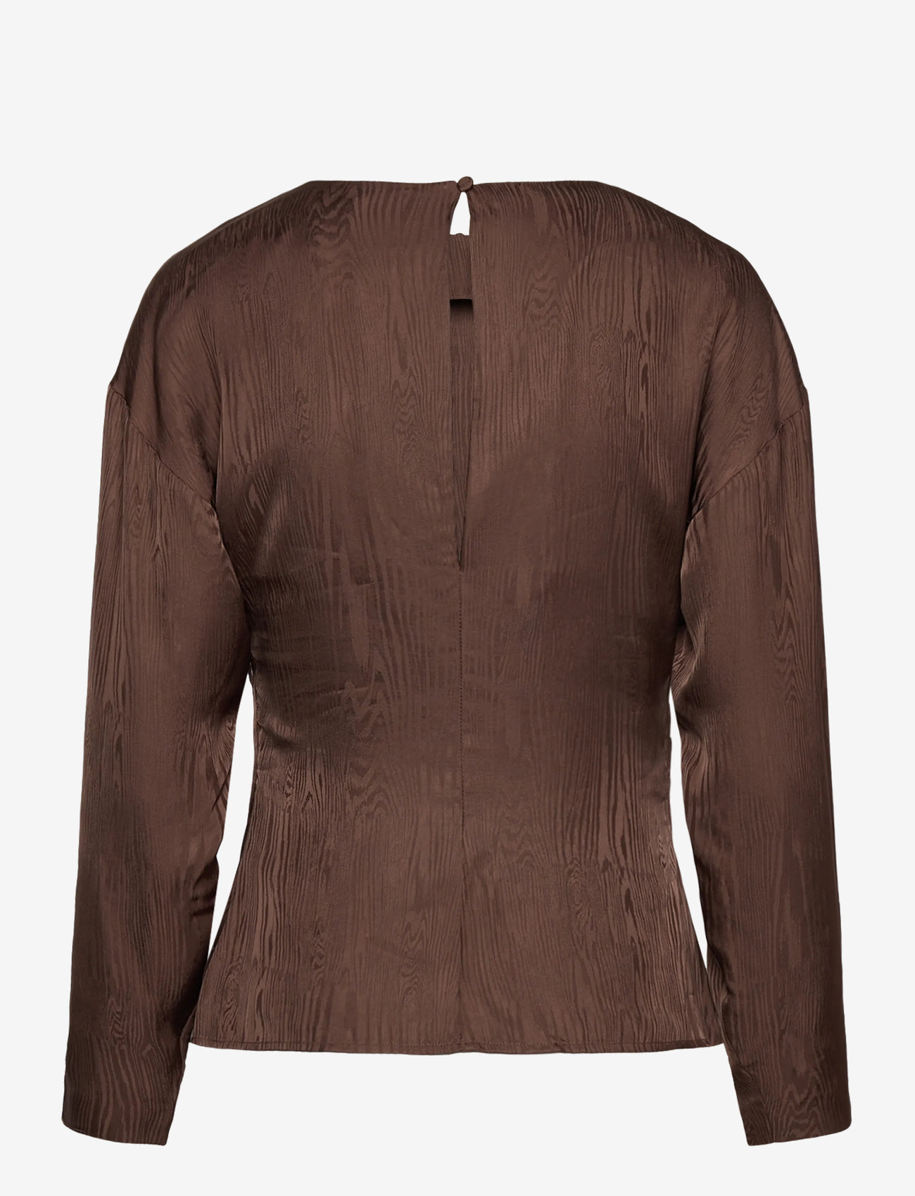 Malina - Rosalie Jacquard Weave Satin blouse - long sleeved blouses - chocolate - 2