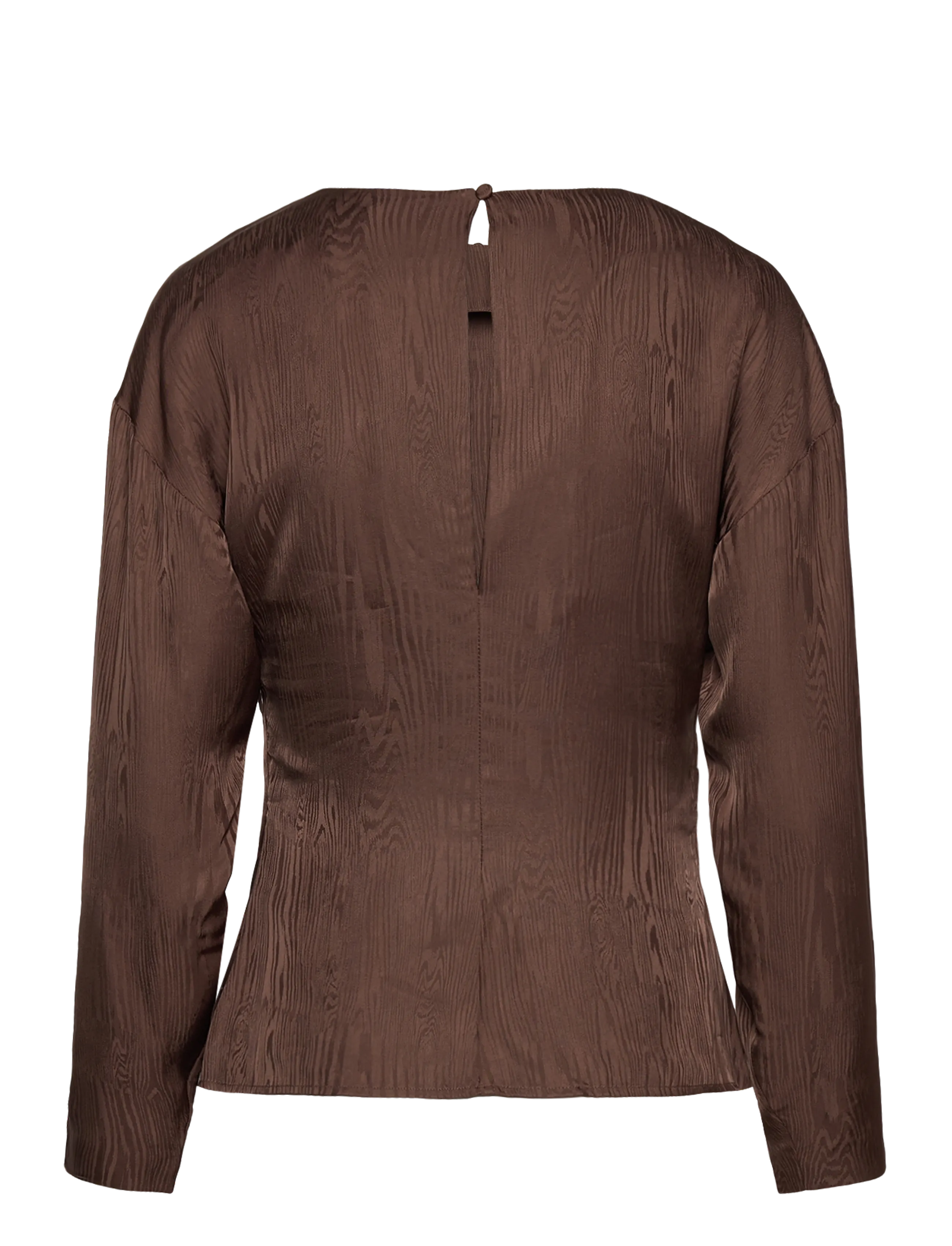 Malina - Rosalie Jacquard Weave Satin blouse - langärmlige blusen - chocolate - 2