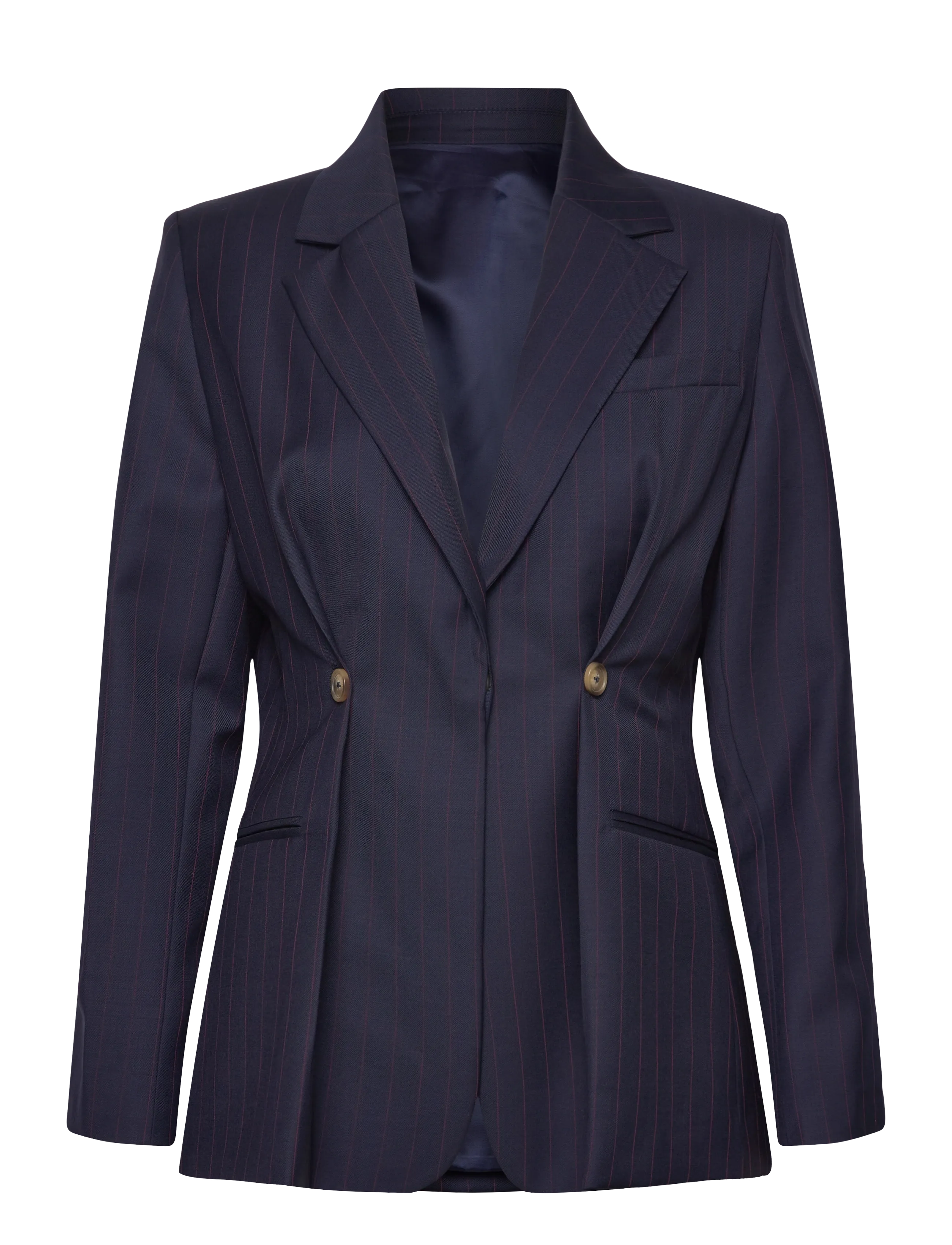 MALINA Illiana Fitted Button Detailed Wolle Blend Blazer Navy - 38 - Damen
