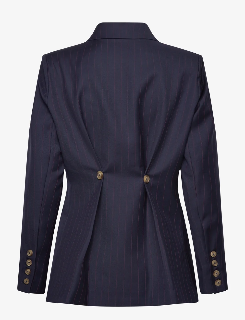 Malina - Illiana Fitted Button Detailed Wool Blend blazer - enkeltradede blazere - dark blue pinstripe - 2