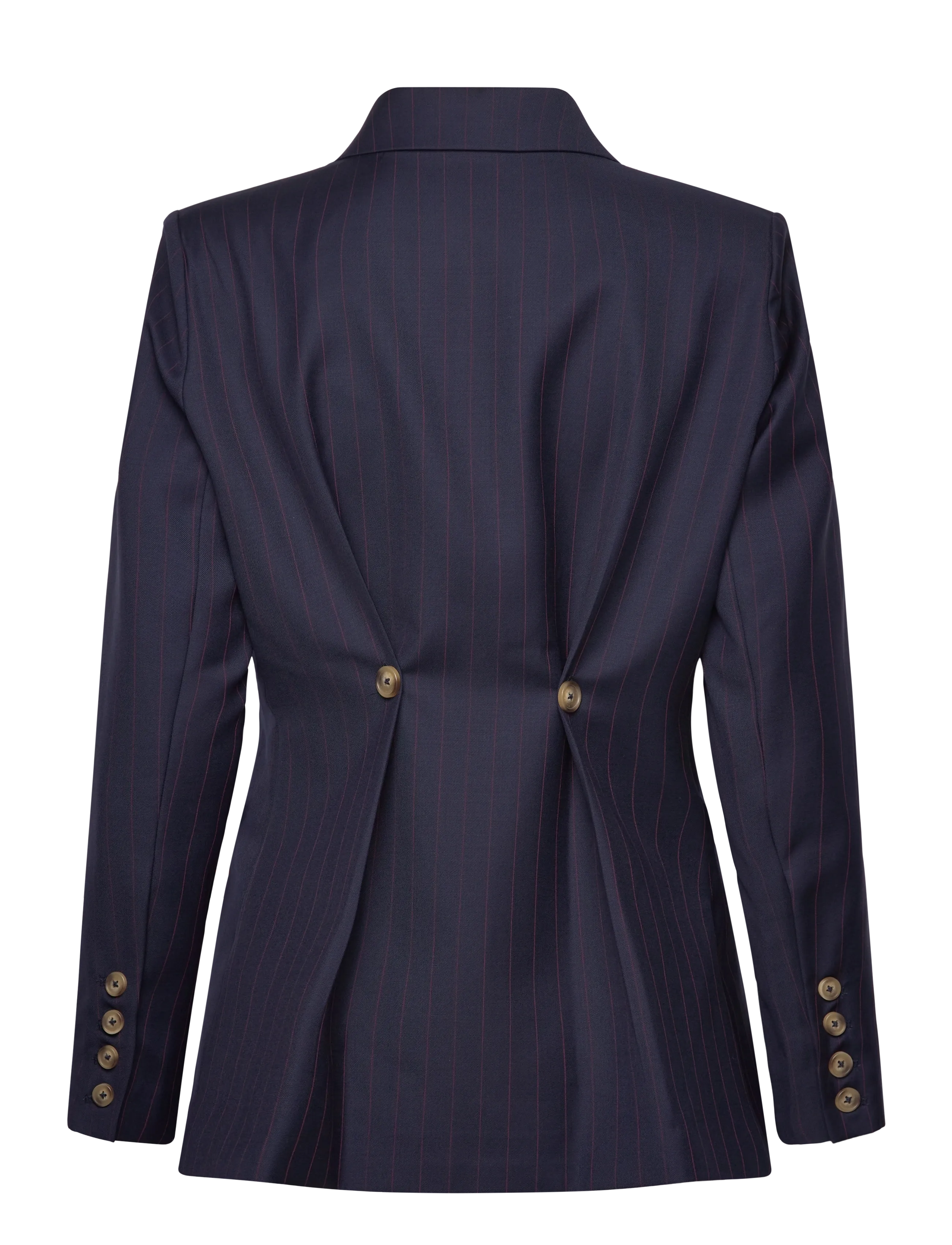 Malina - Illiana Fitted Button Detailed Wool Blend blazer - yksiriviset bleiserit - dark blue pinstripe - 2