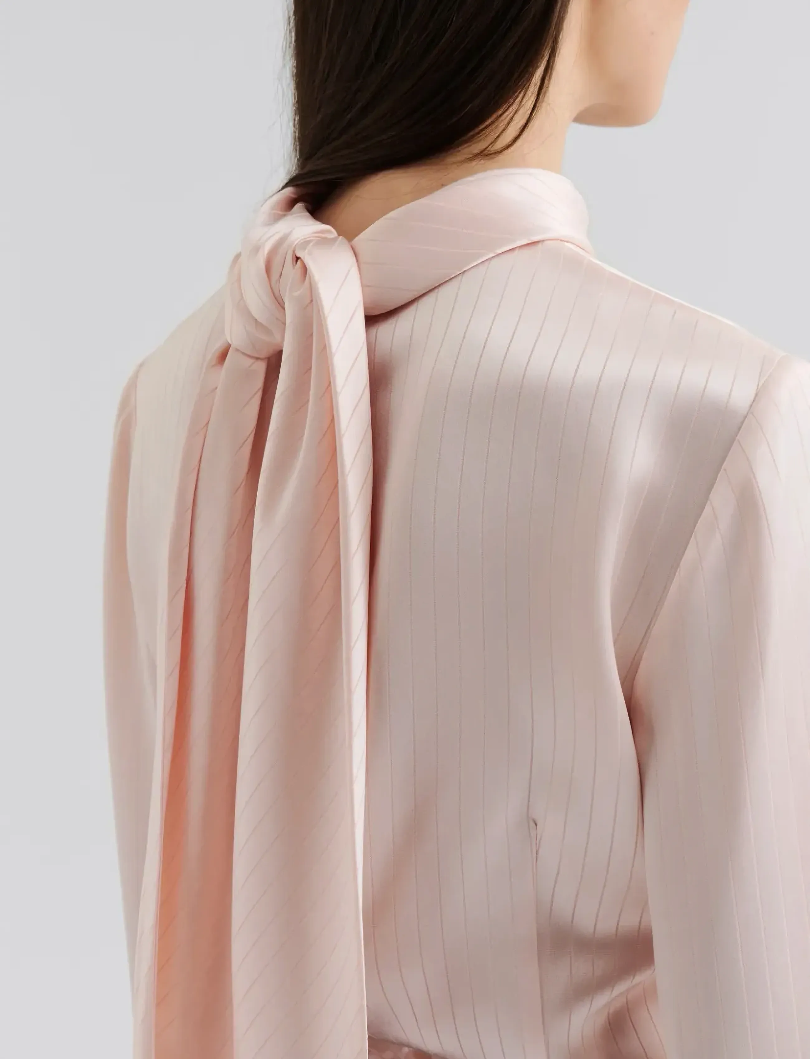 Malina - Celene Tie Detailed Satin blouse - pikkade varrukatega pluusid - light pink stripe - 3