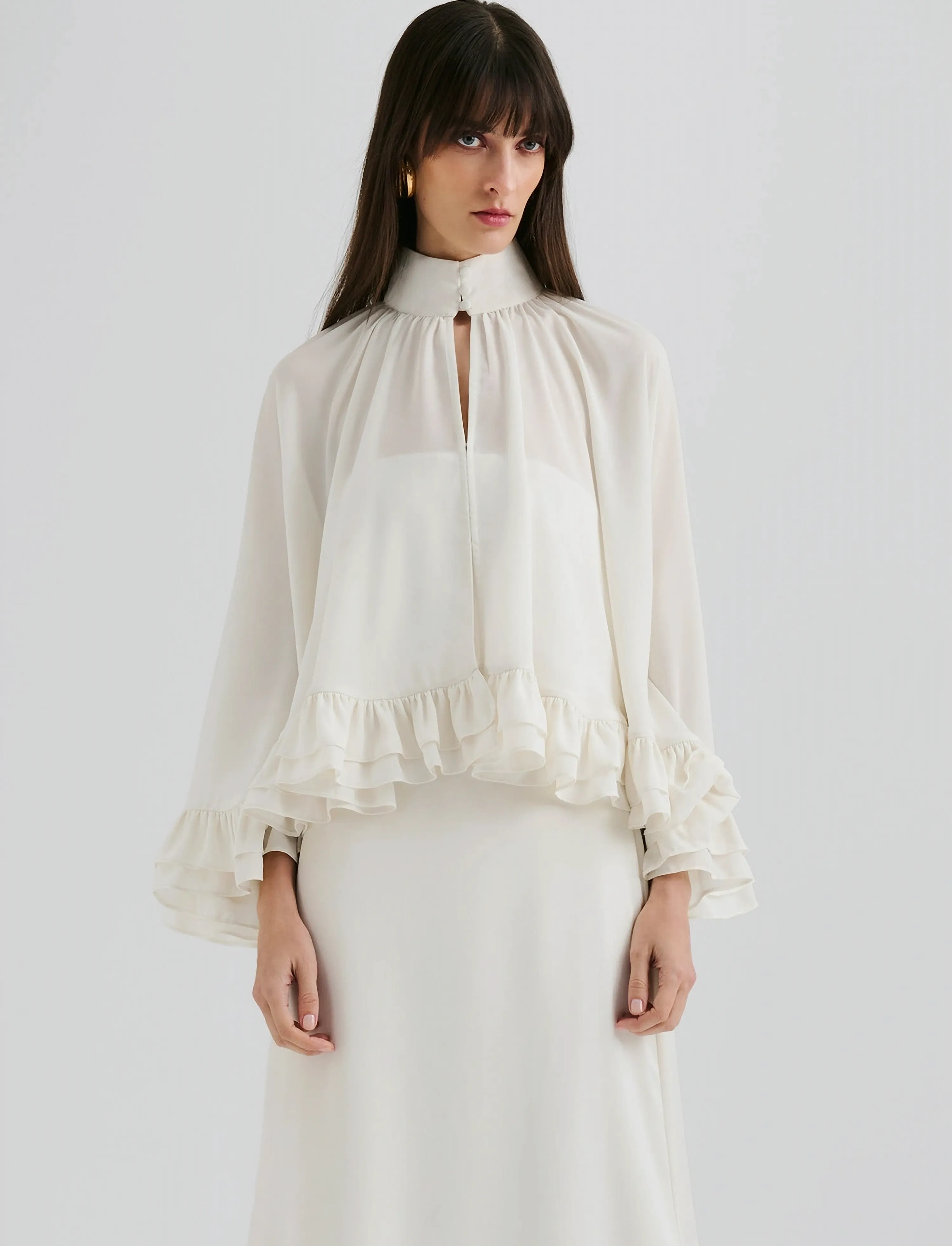 Malina Esti Chiffon Cape Blouse - Blusen - CREAM / cream