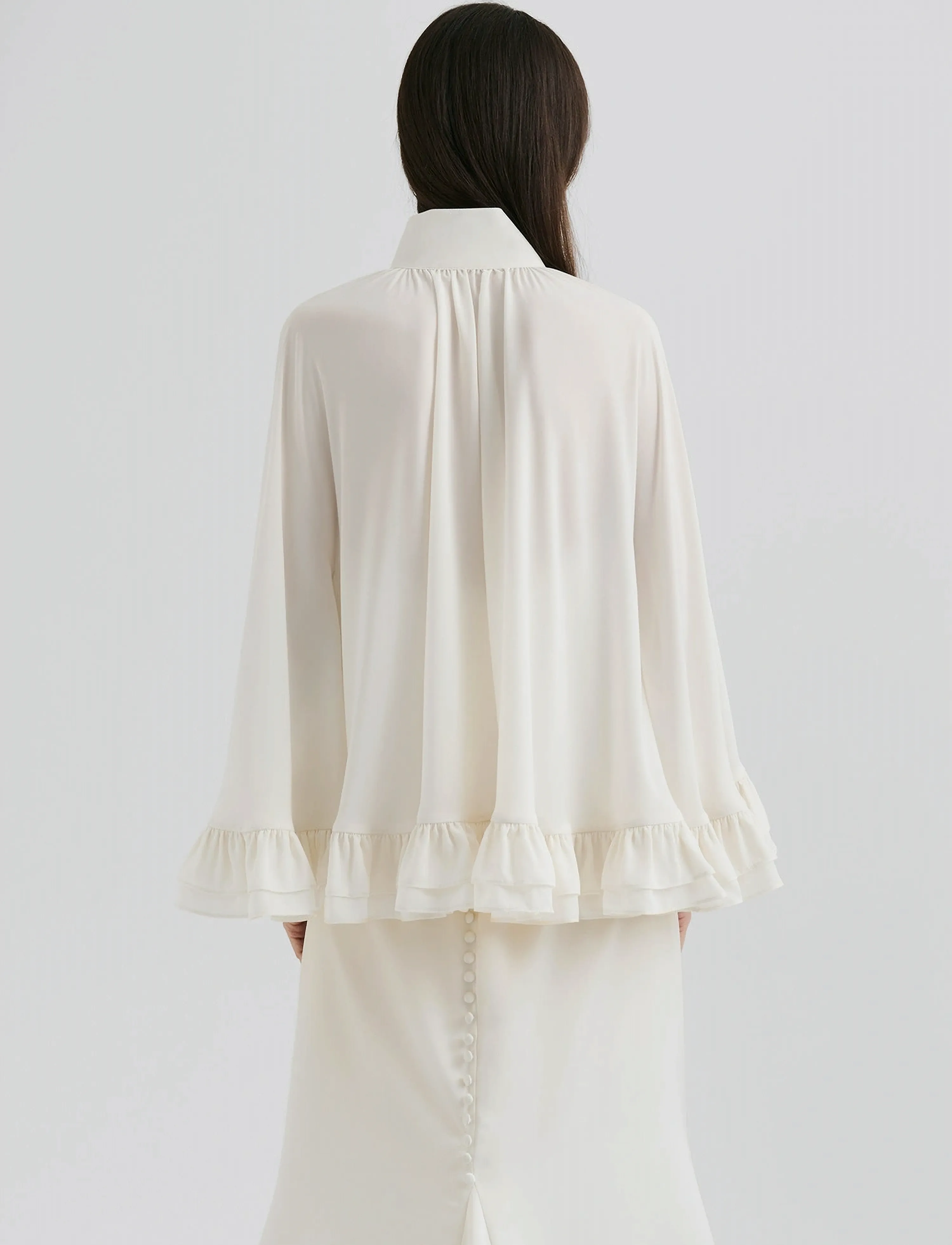 Malina - Esti Chiffon Cape Blouse - cream - 2