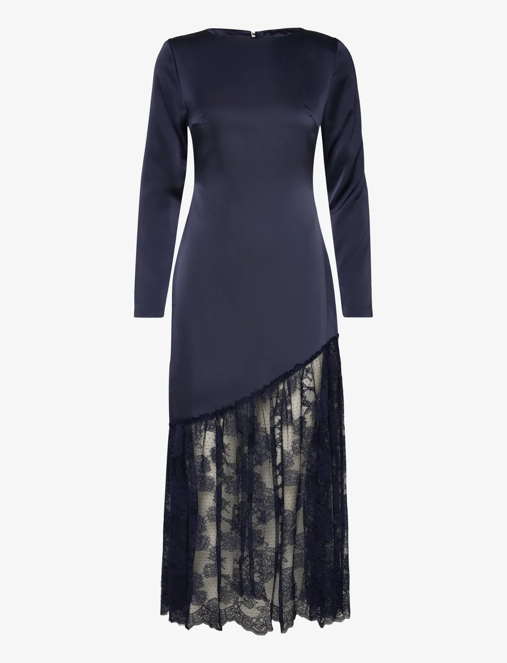 Malina - Suki Diagonal Cut Lace Midi Dress - avondjurken - dark blue - 1