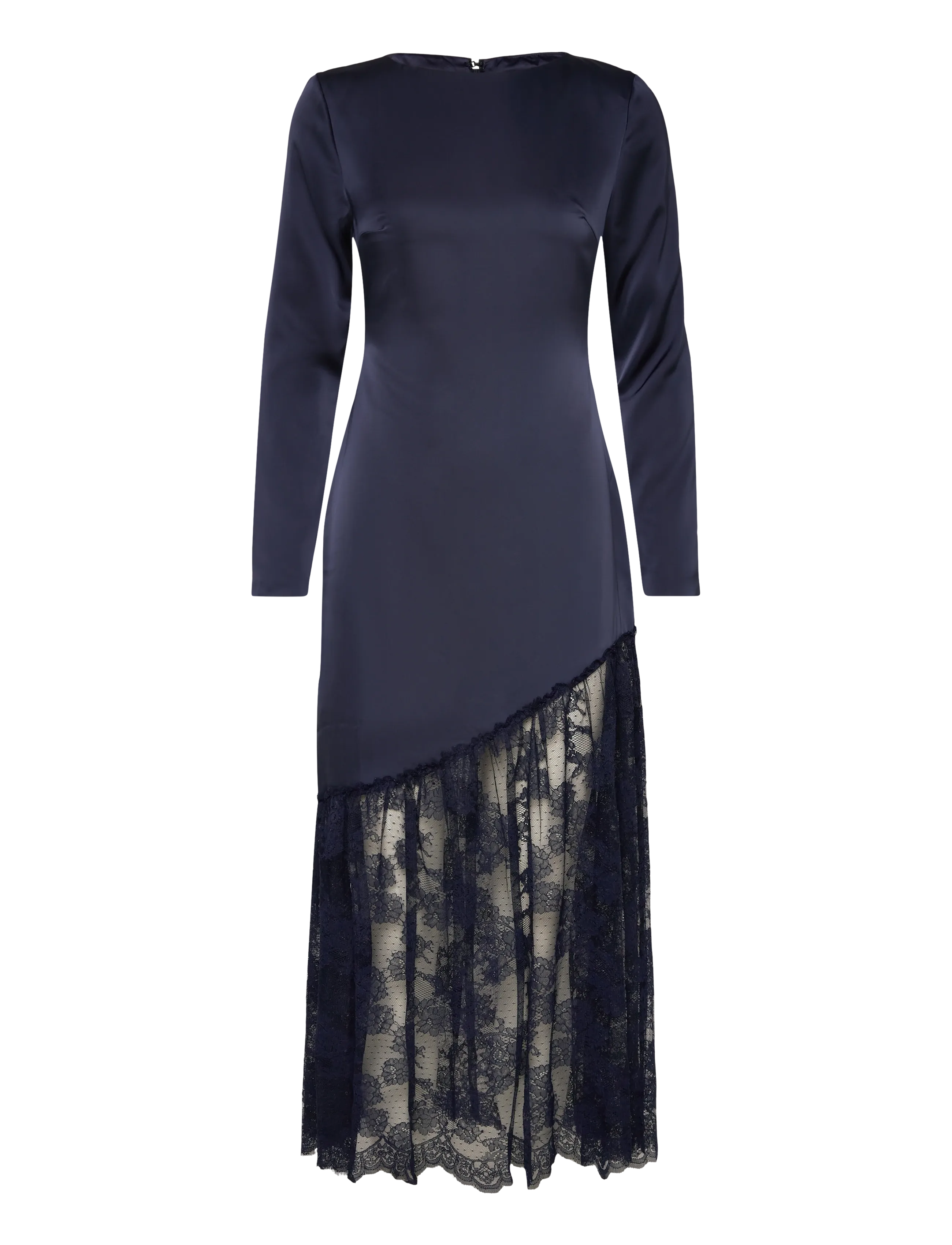 Malina Suki Diagonal Cut Lace Midi Dress - Blondekjoler - DARK BLUE / navy