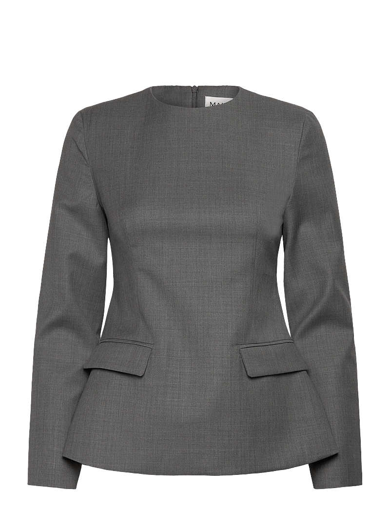 Malina - Athina Tailored Long Sleeve Blouse - langärmlige blusen - grey - 1