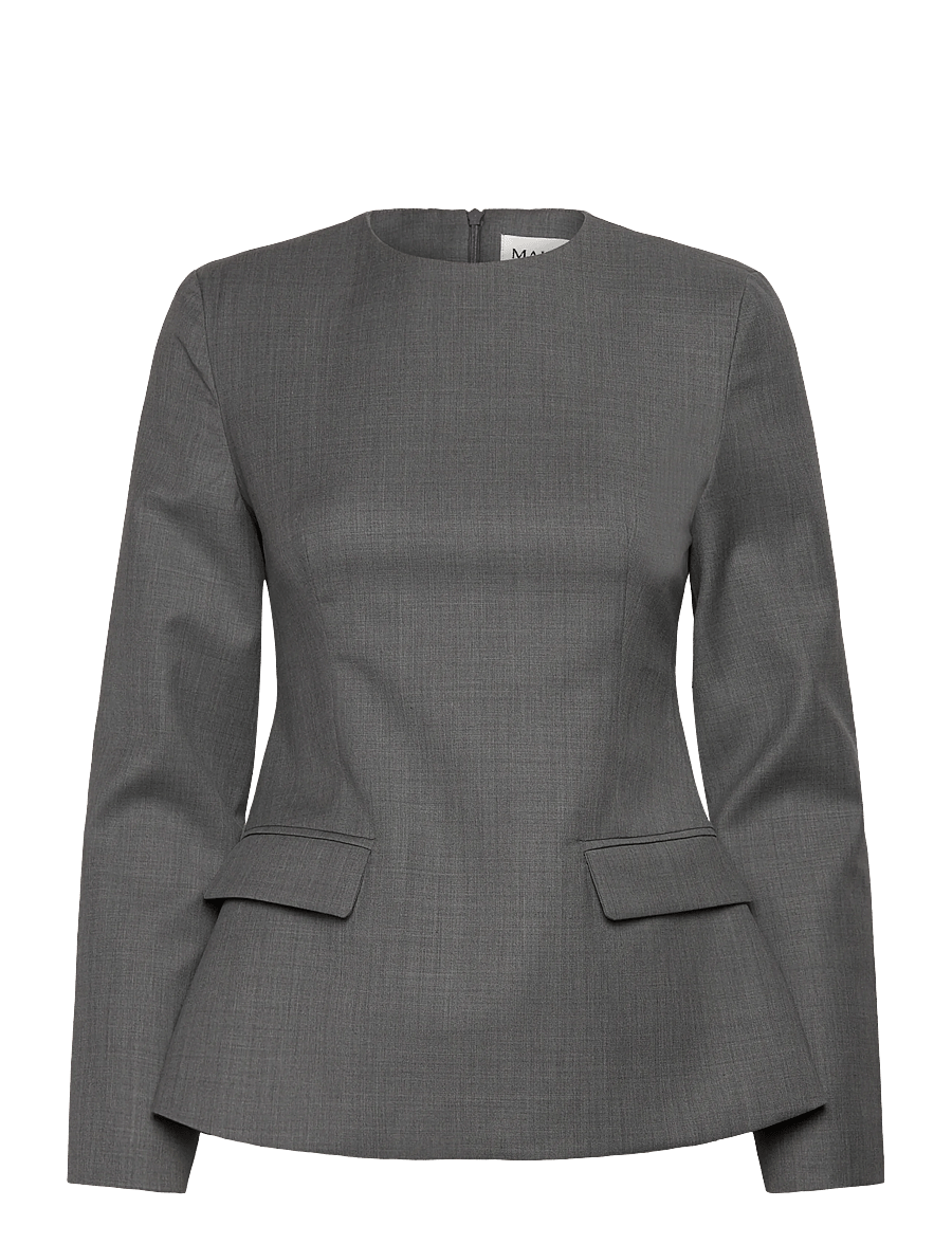 Malina - Athina Tailored Long Sleeve Blouse - langärmelige blusen - grey - 1