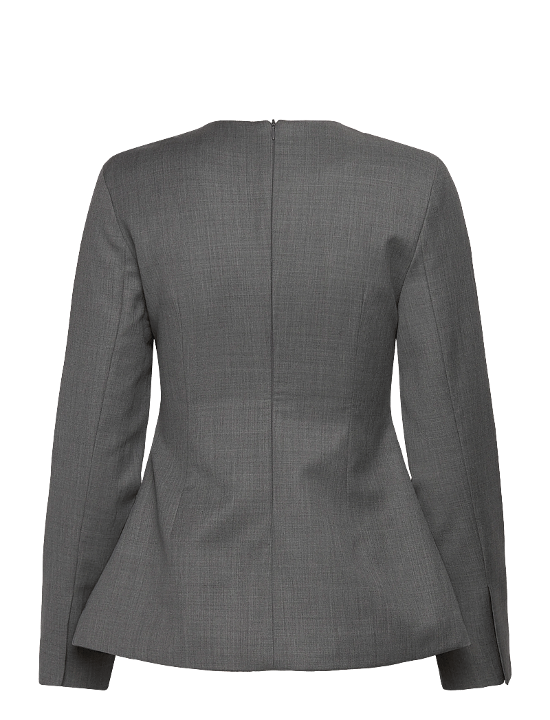 Malina - Athina Tailored Long Sleeve Blouse - langärmlige blusen - grey - 2