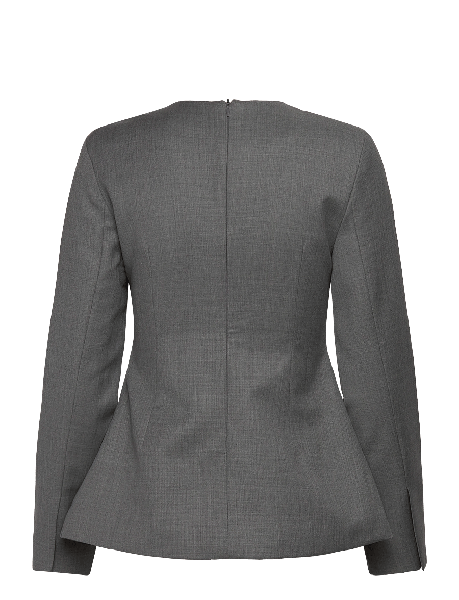 Malina - Athina Tailored Long Sleeve Blouse - langärmelige blusen - grey - 2