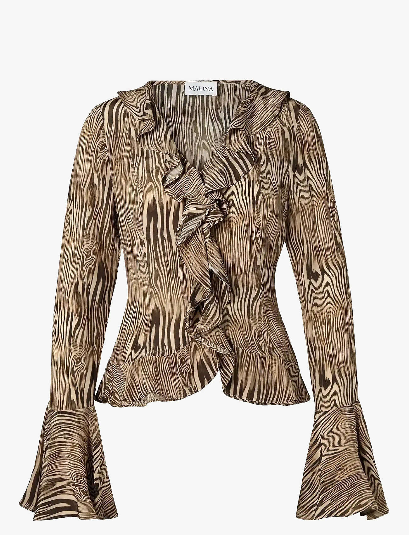 Malina - Suzie Sheer Frill Blouse - blūzes ar garām piedurknēm - moire - 1