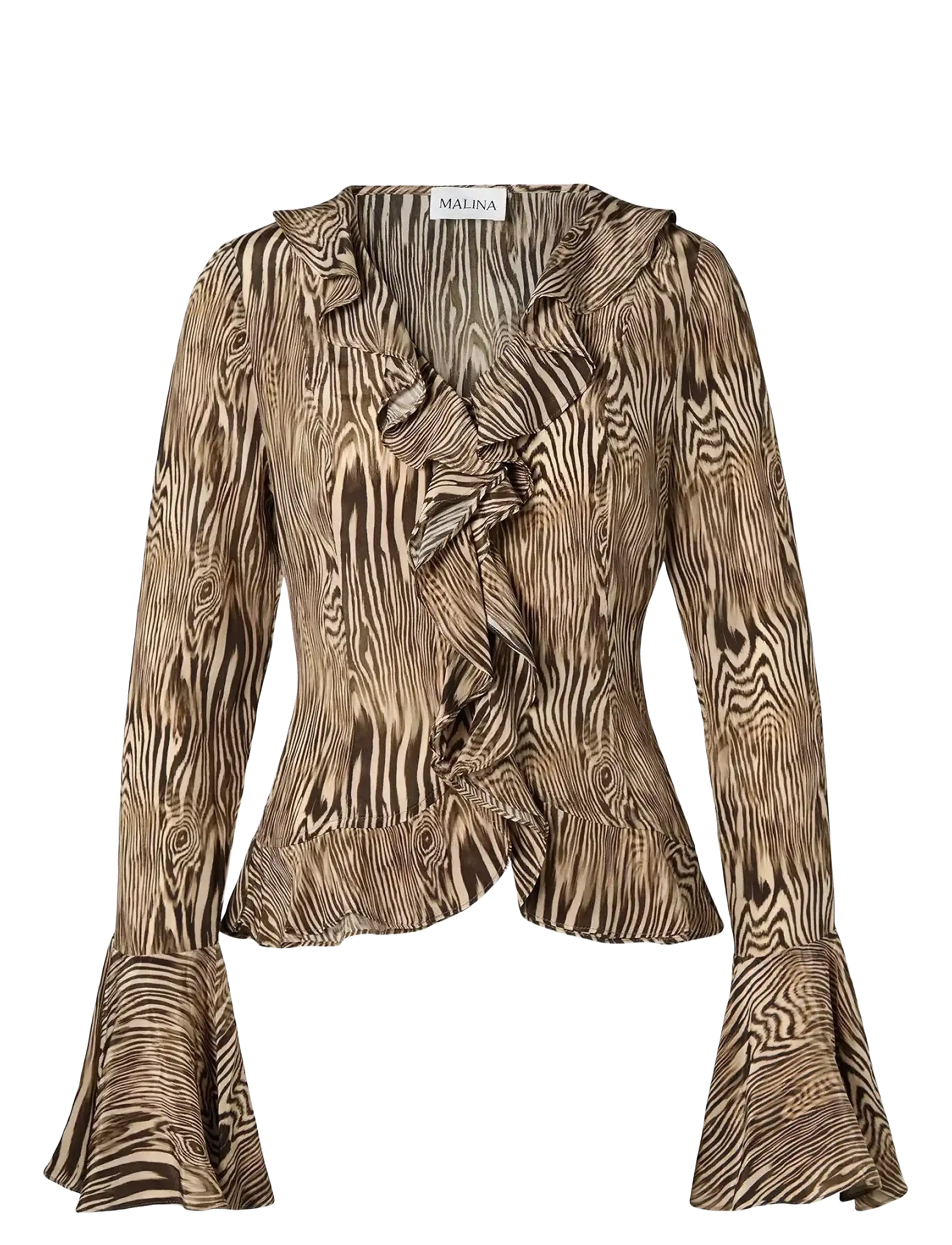 Malina Suzie Sheer Frill Blouse - Bluser & Skjorter - MOIRE / multi