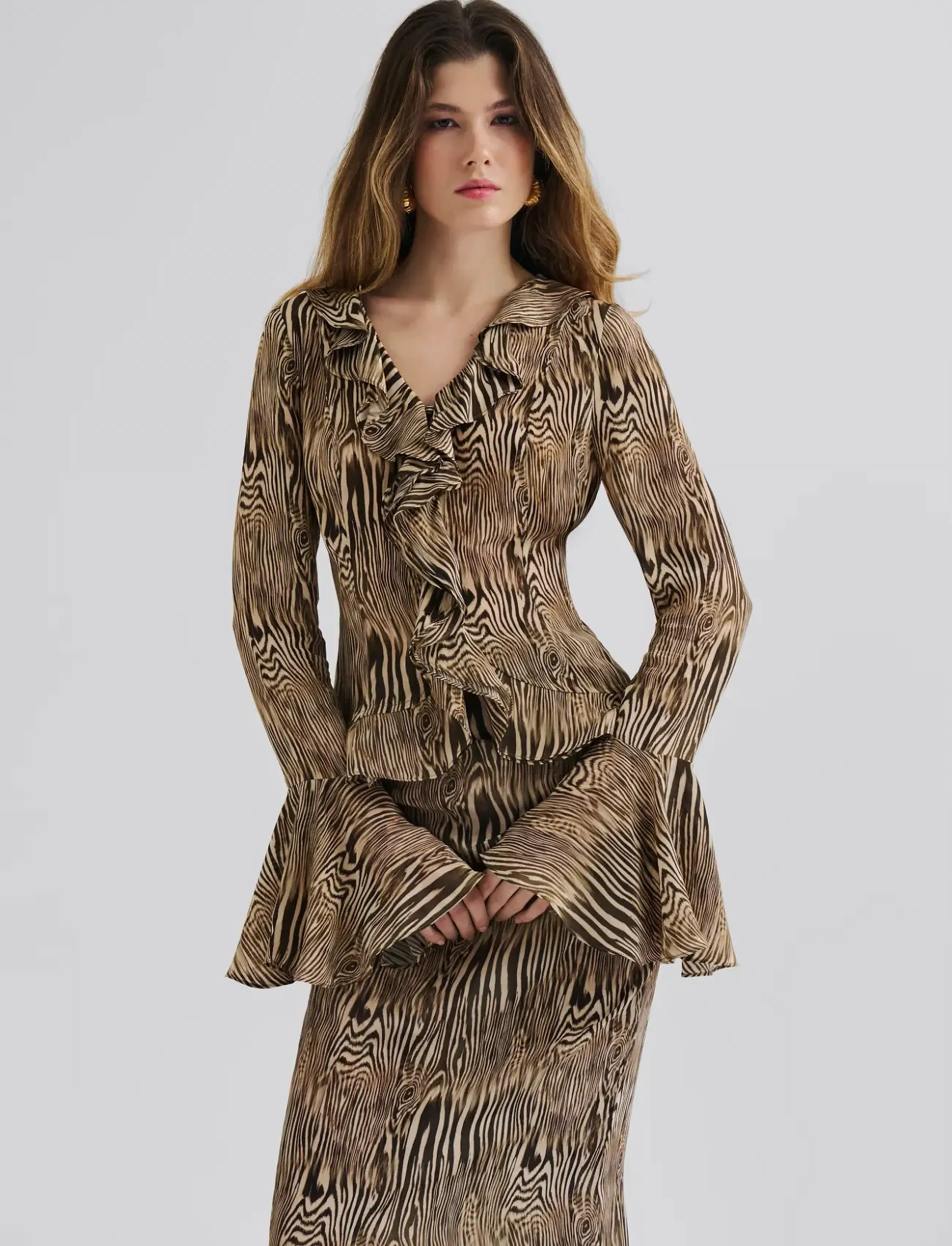 Malina Suzie Sheer Frill Blouse - Blusen - MOIRE / multi