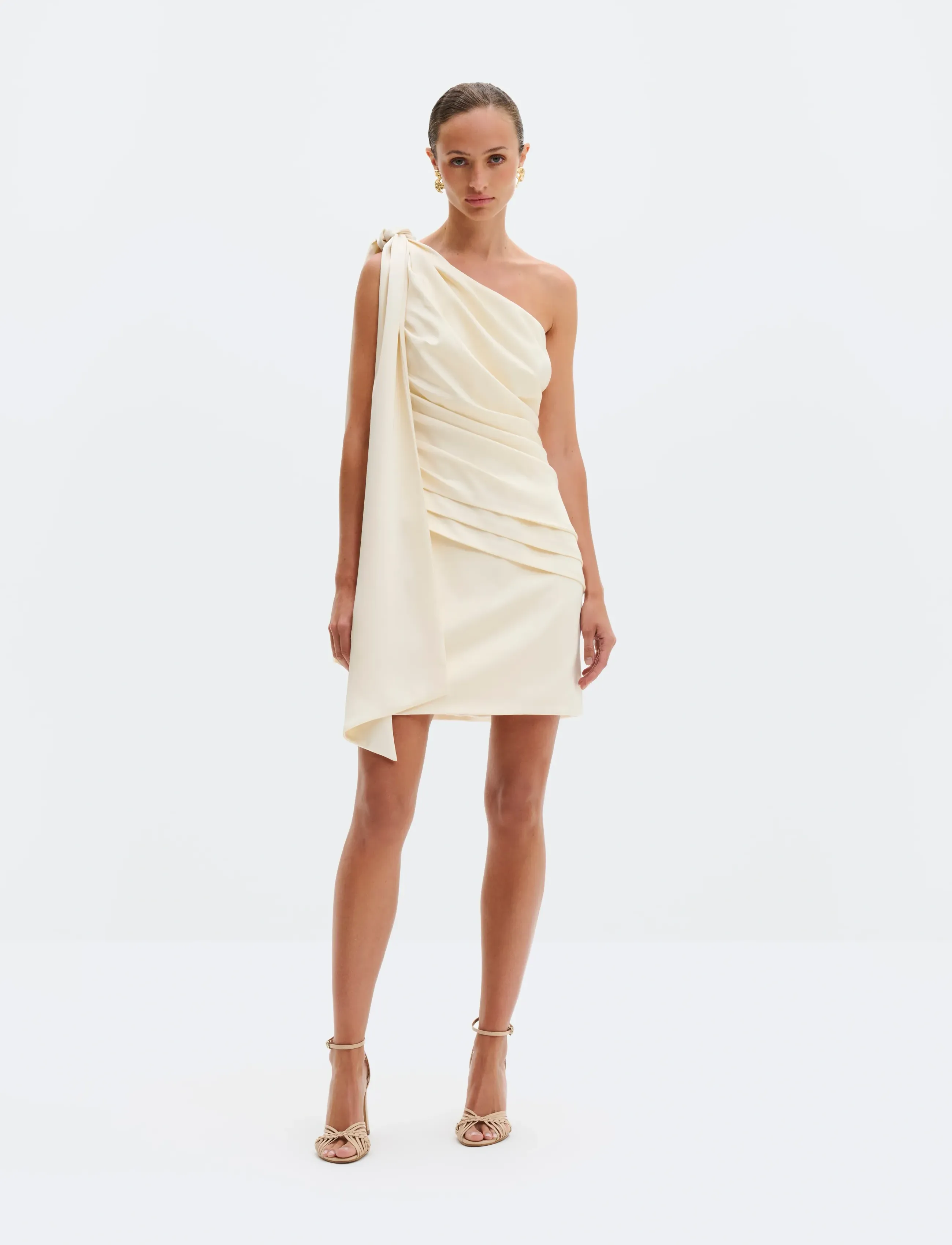 Malina - Nelly Draped One Shoulder Mini Dress - robes de soirée - vanilla - 5