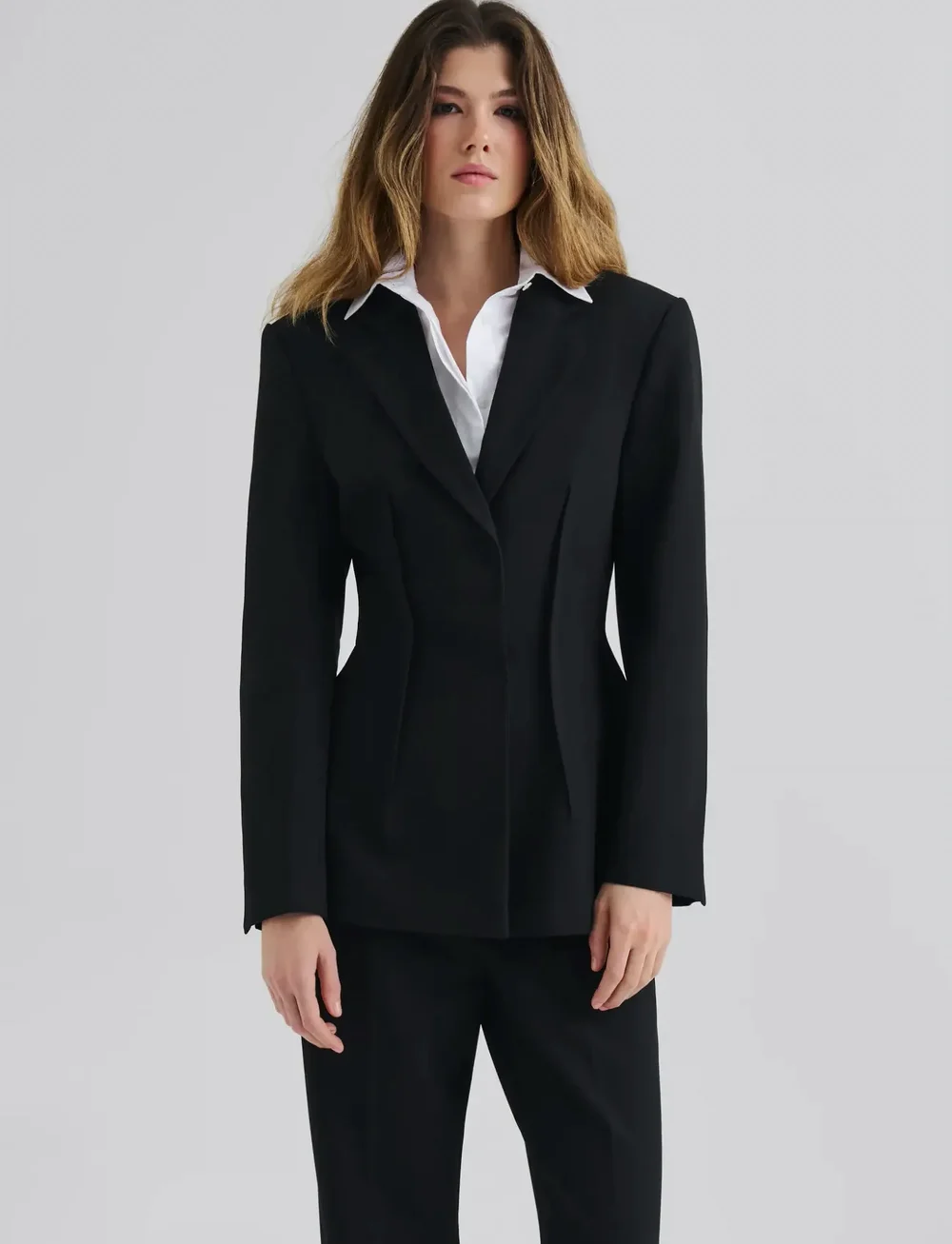 Malina - Leonne Seam Detailed Fitted blazer - single breasted blazers - black - 0