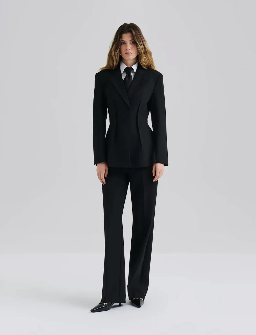 Malina - Leonne Seam Detailed Fitted blazer - single breasted blazers - black - 3