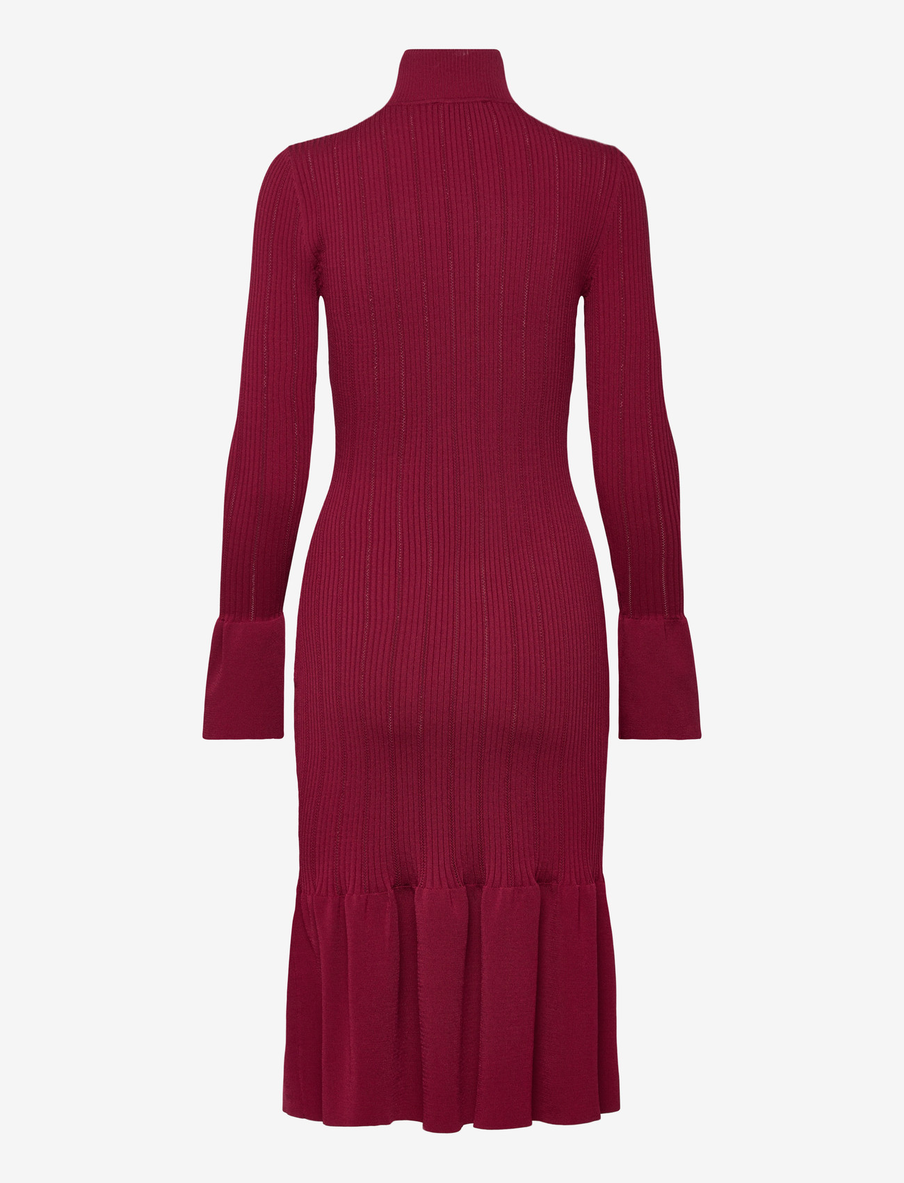 Malina - Amalia High Neck Knitted Midi Dress - stickade klänningar - deep red - 2