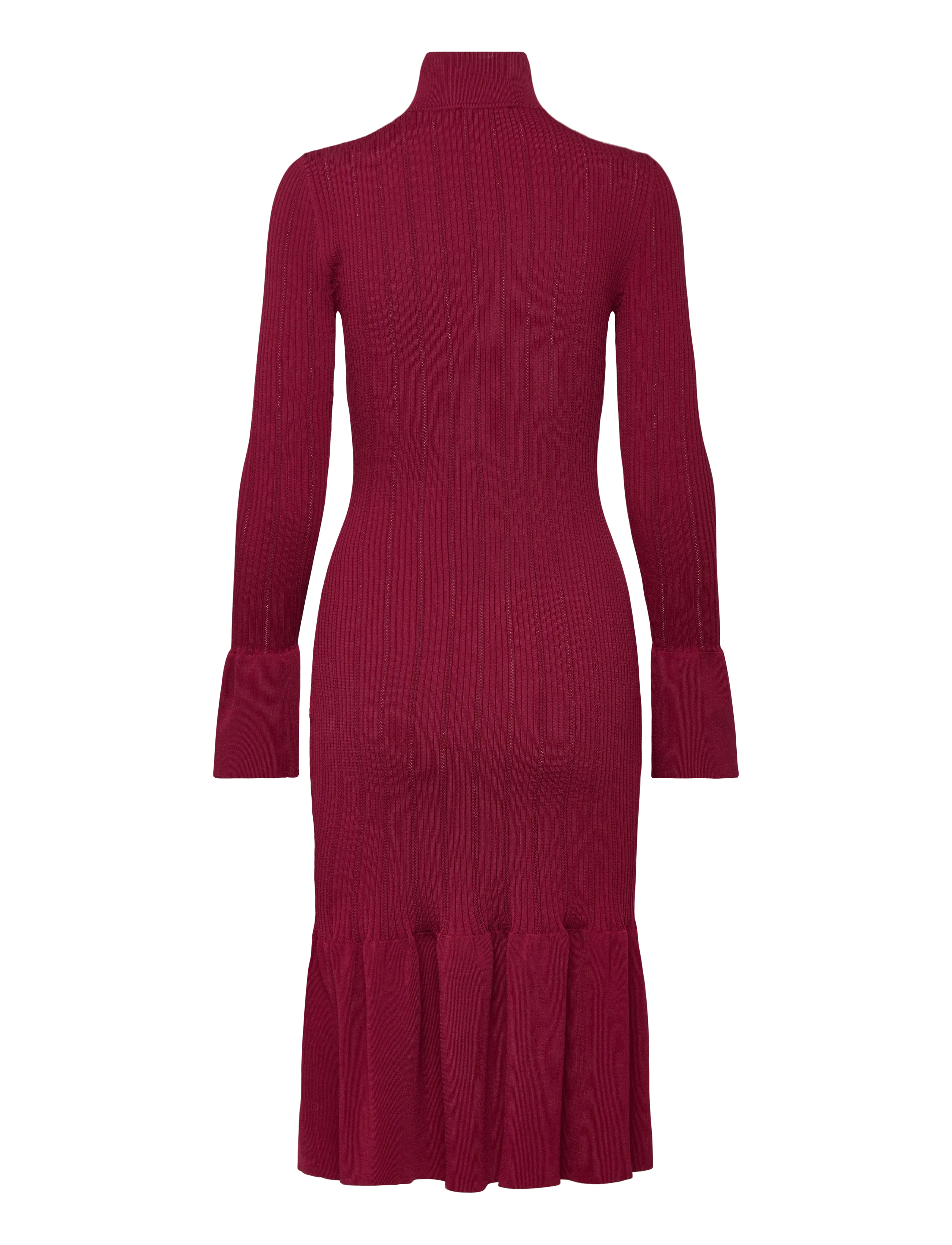 Malina - Amalia High Neck Knitted Midi Dress - midi-kleider - deep red - 2
