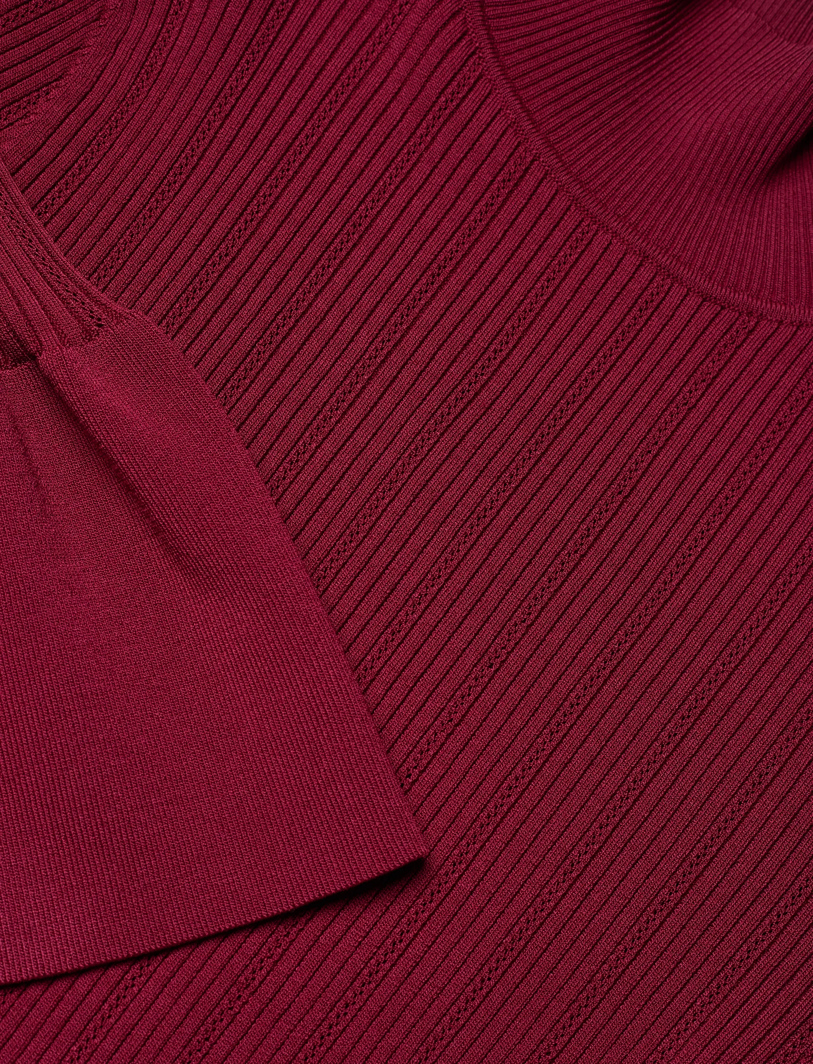 Malina - Amalia High Neck Knitted Midi Dress - midi-kleider - deep red - 5