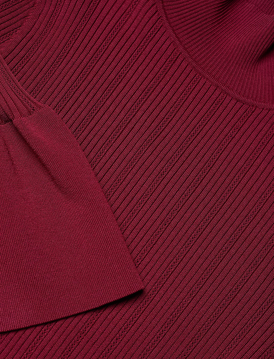 Malina - Amalia High Neck Knitted Midi Dress - midi-kleider - deep red - 5