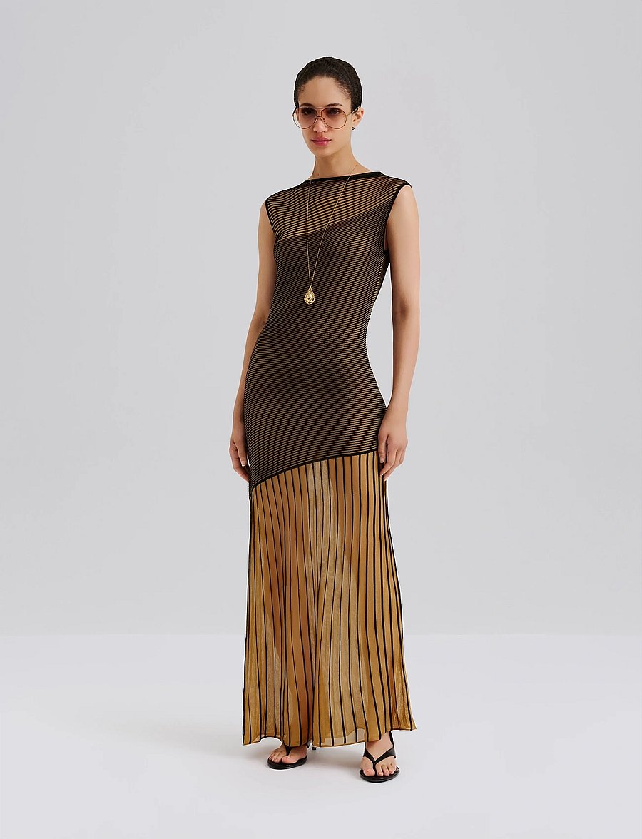 Malina - Patricia Short Sleeve Knitted Maxi Dress - maxi dresses - multi - 0
