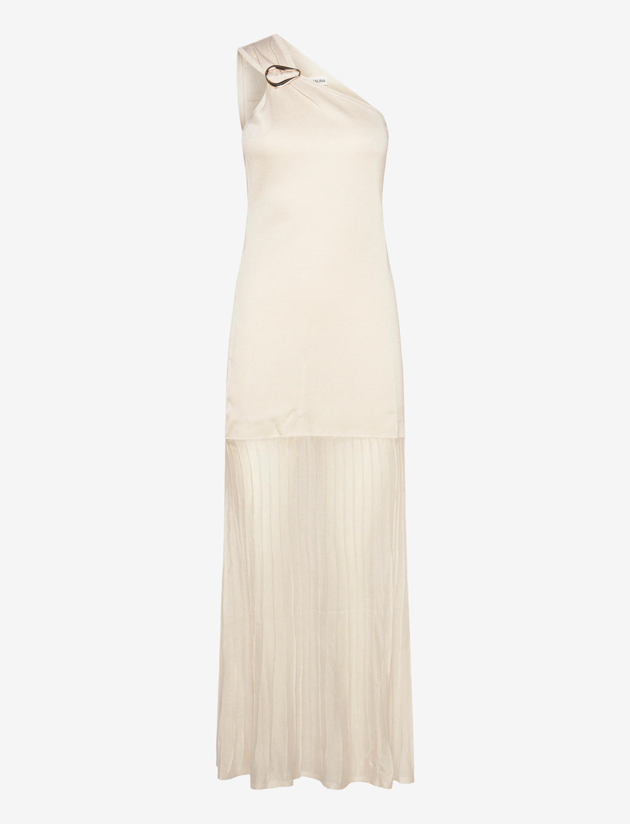 Malina - Solenza One Shoulder Sheer Knitted Maxi Dress - maxi dresses - vanilla - 1