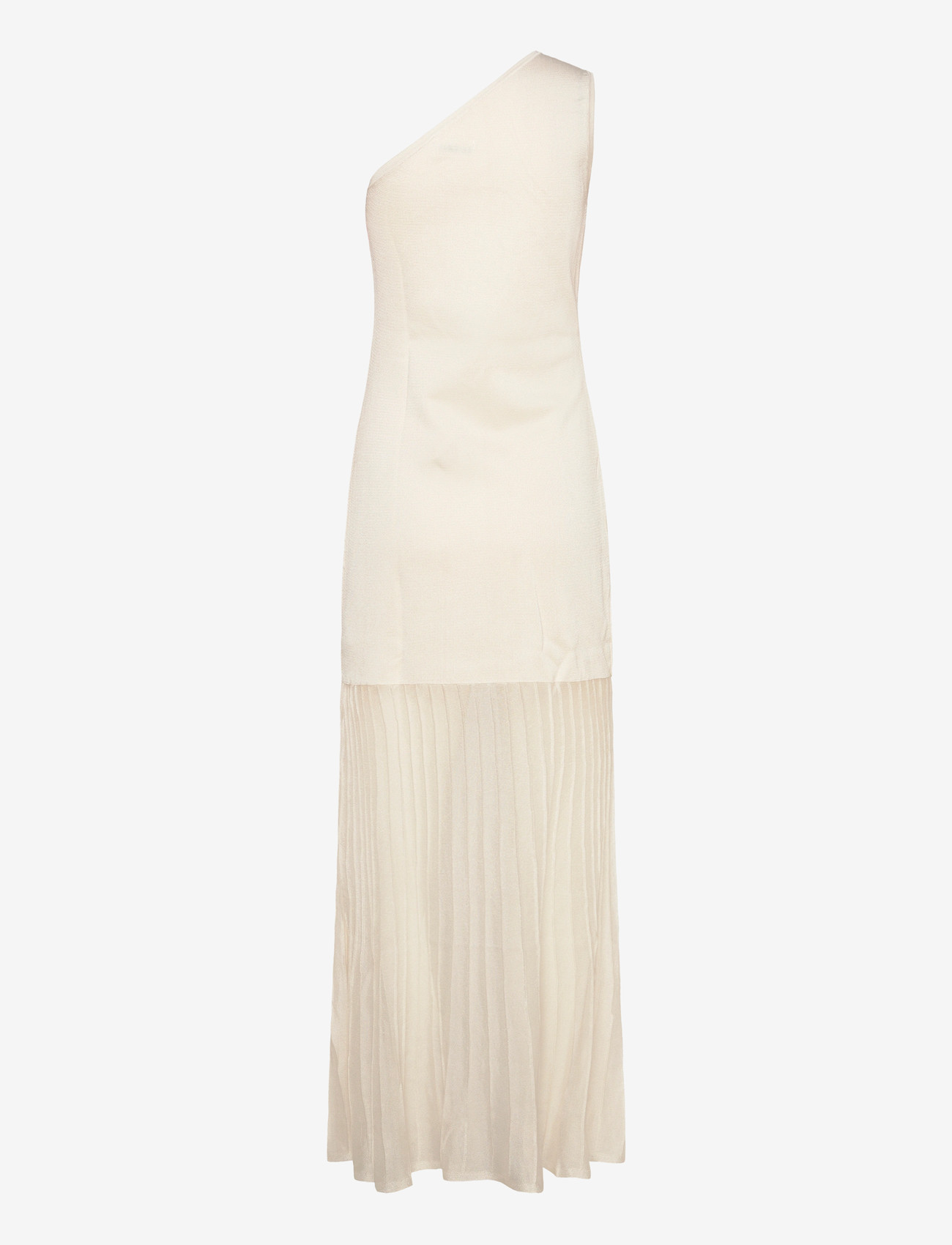 Malina - Solenza One Shoulder Sheer Knitted Maxi Dress - maxi dresses - vanilla - 2