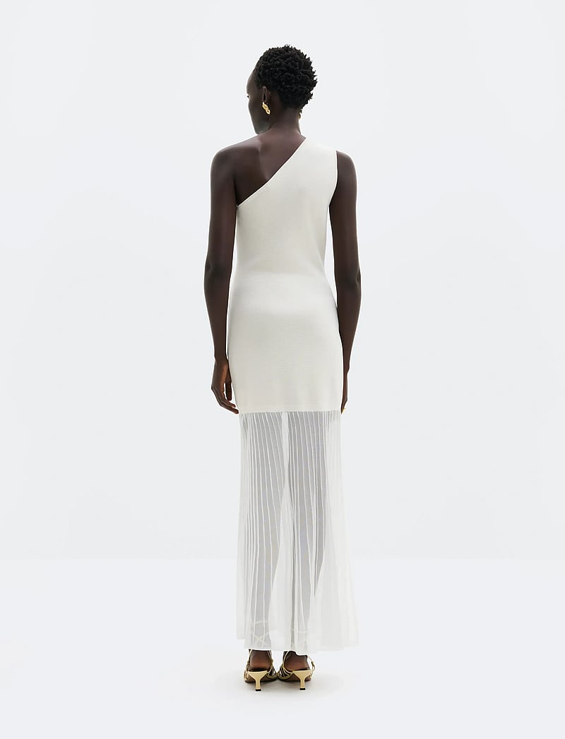 Malina - Solenza One Shoulder Sheer Knitted Maxi Dress - maxi dresses - vanilla - 3