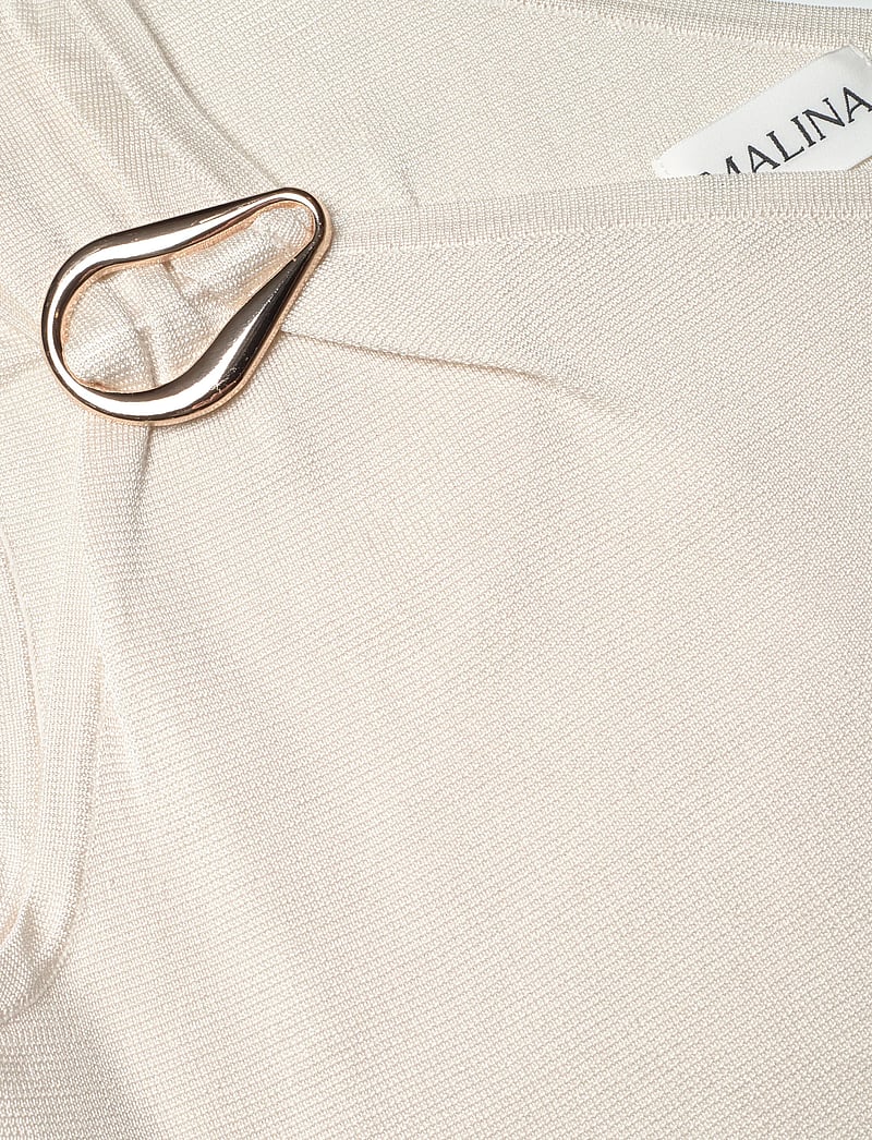 Malina - Solenza One Shoulder Sheer Knitted Maxi Dress - maxi dresses - vanilla - 5