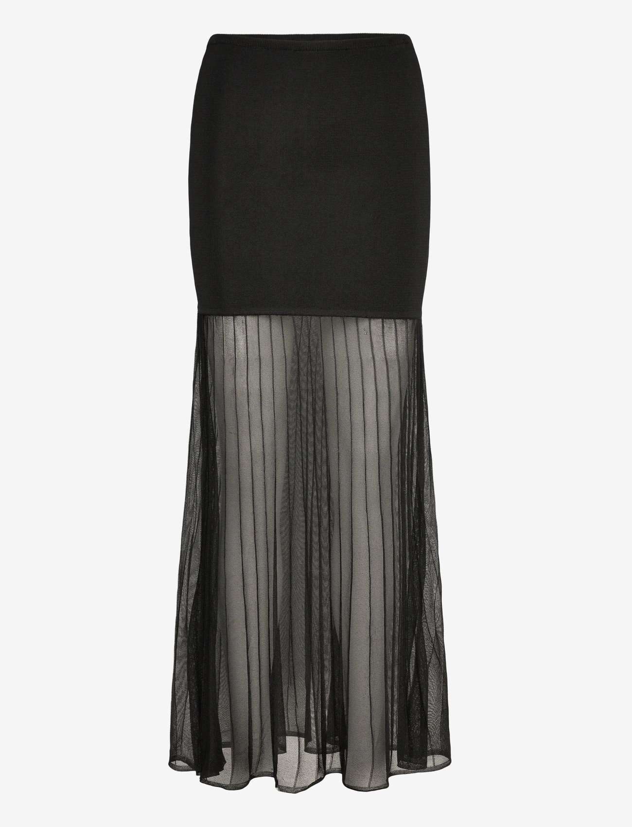Malina - Calina Sheer Knitted Maxi skirt - plisserade kjolar - black - 1