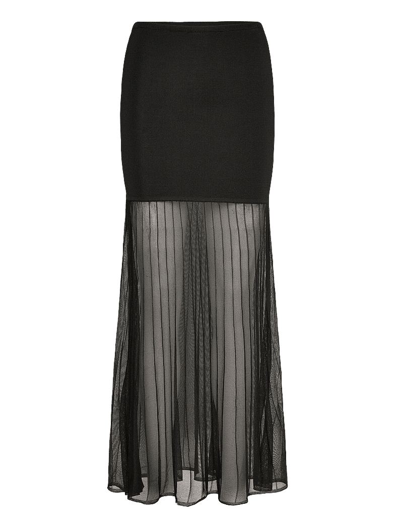 Malina - Calina Sheer Knitted Maxi skirt - plisserade kjolar - black - 1