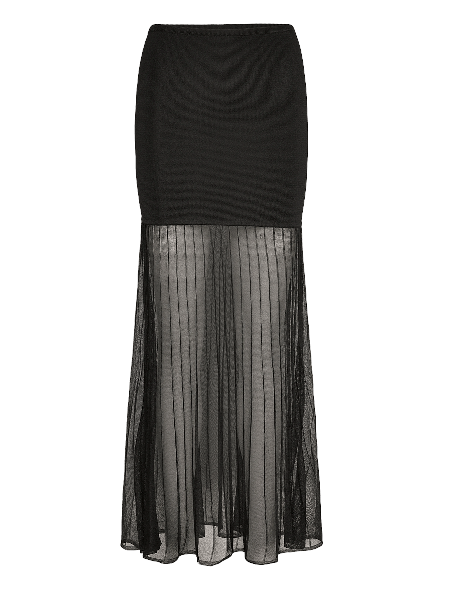 Malina - Calina Sheer Knitted Maxi skirt - plisseeritud seelikud - black - 1