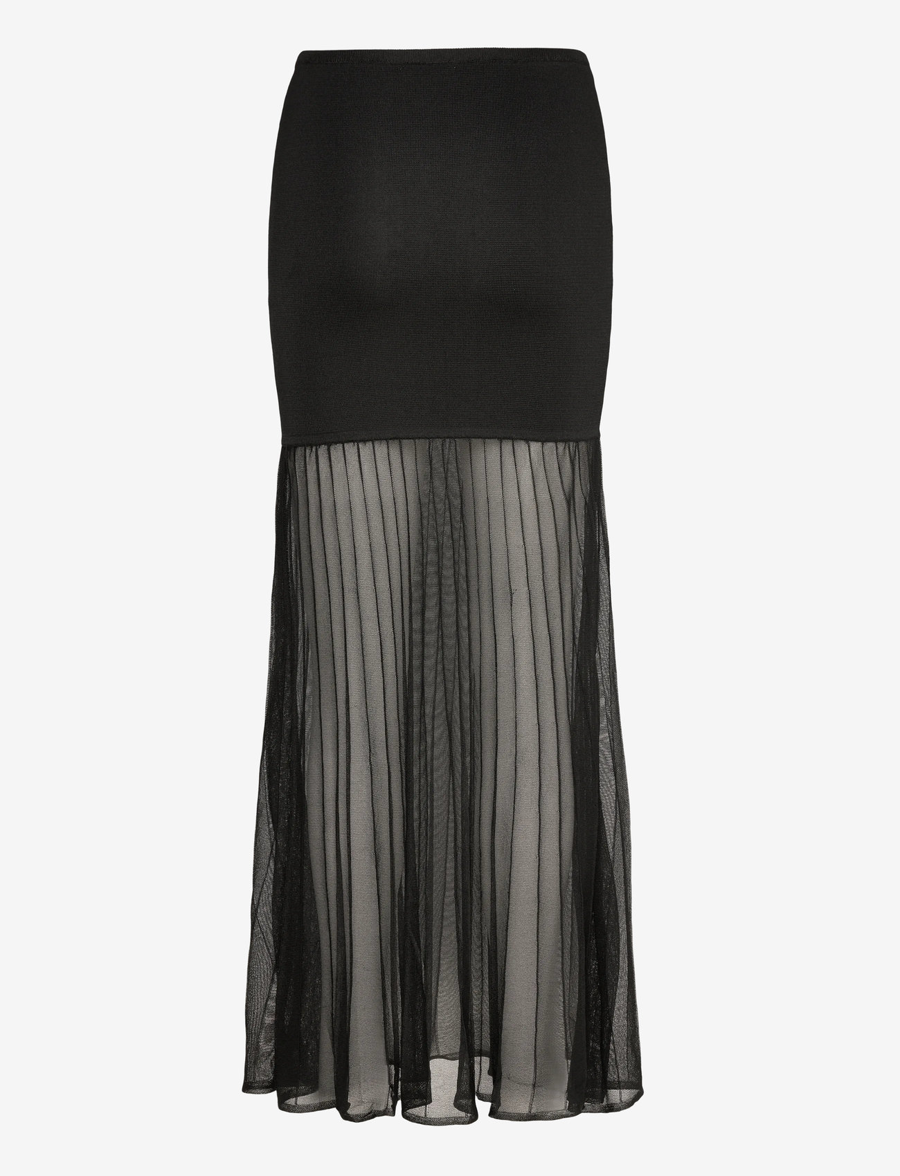 Malina - Calina Sheer Knitted Maxi skirt - plisserade kjolar - black - 2