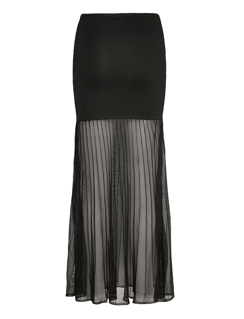 Malina - Calina Sheer Knitted Maxi skirt - plisserade kjolar - black - 2