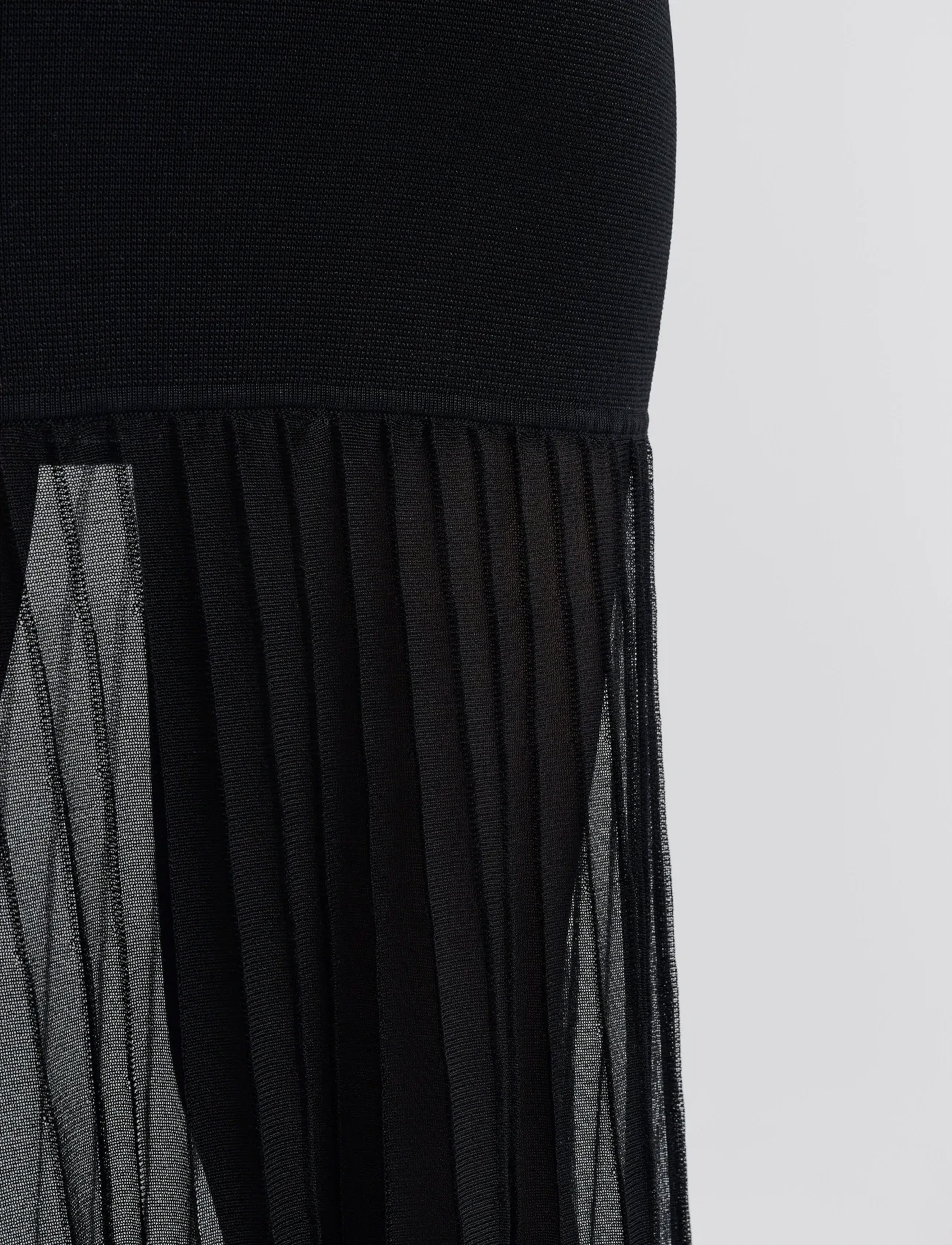 Malina - Calina Sheer Knitted Maxi skirt - plisserade kjolar - black - 4