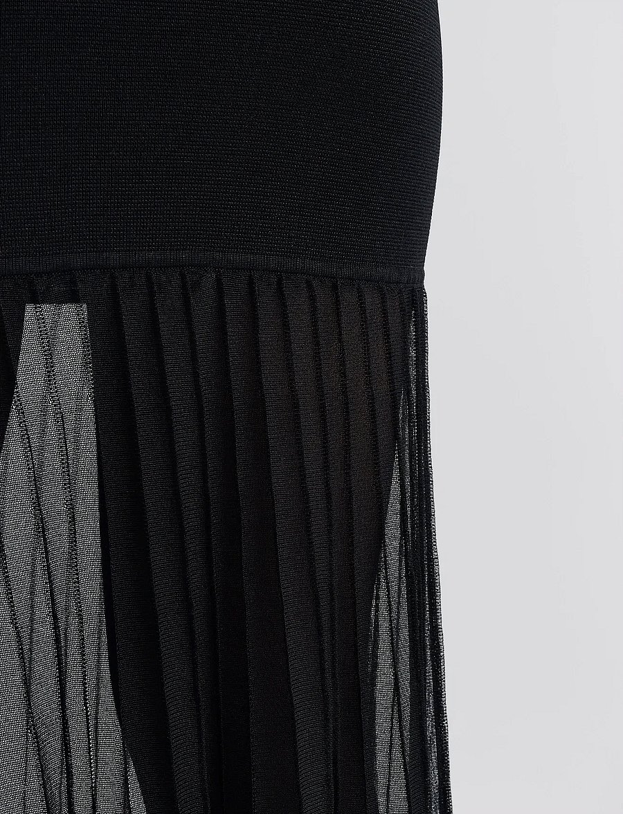 Malina - Calina Sheer Knitted Maxi skirt - plisseeritud seelikud - black - 4