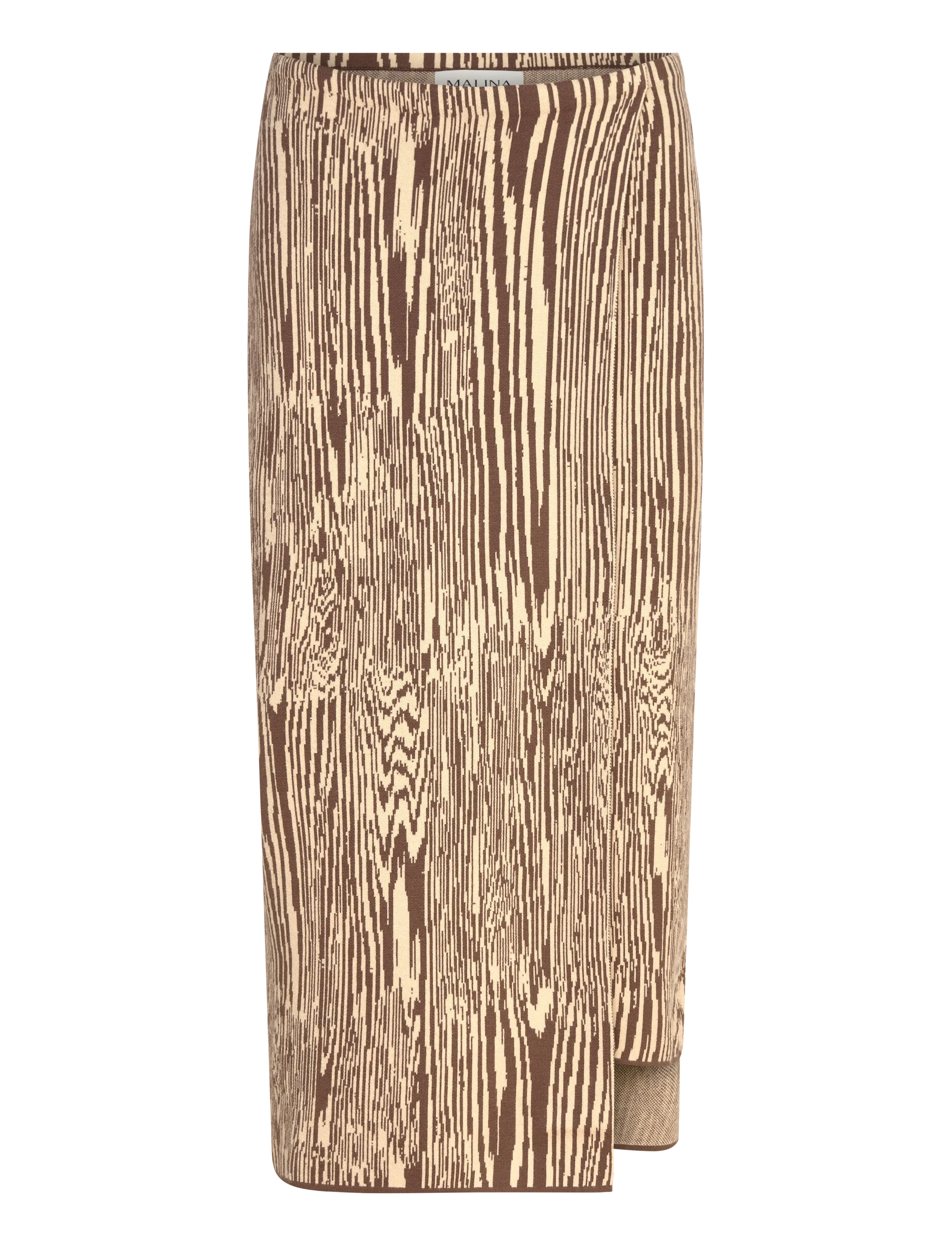 MALINA Lois Jacquard Strick Wrap Midi Rock Beige - S - Damen